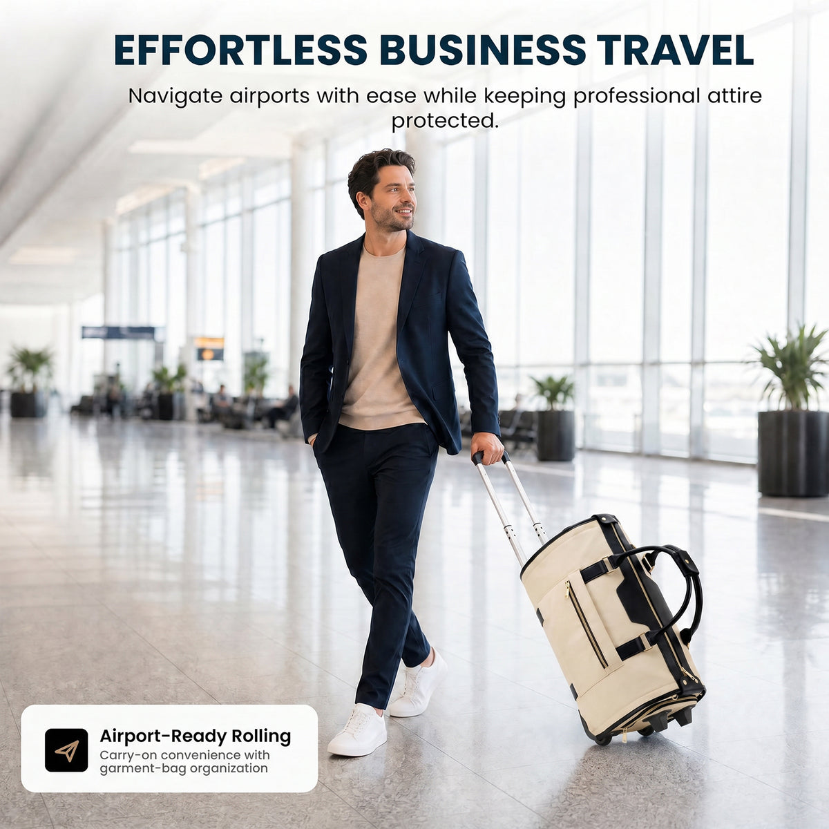 Rolling Garment Bag for Travel,3-in-1 Carry On Luggage with Wheels & Shoe Compartment,Detachable Bag,Large Suitcase Suit Business Duffle Bag,Organize for Suits, Dresses,Gowns
