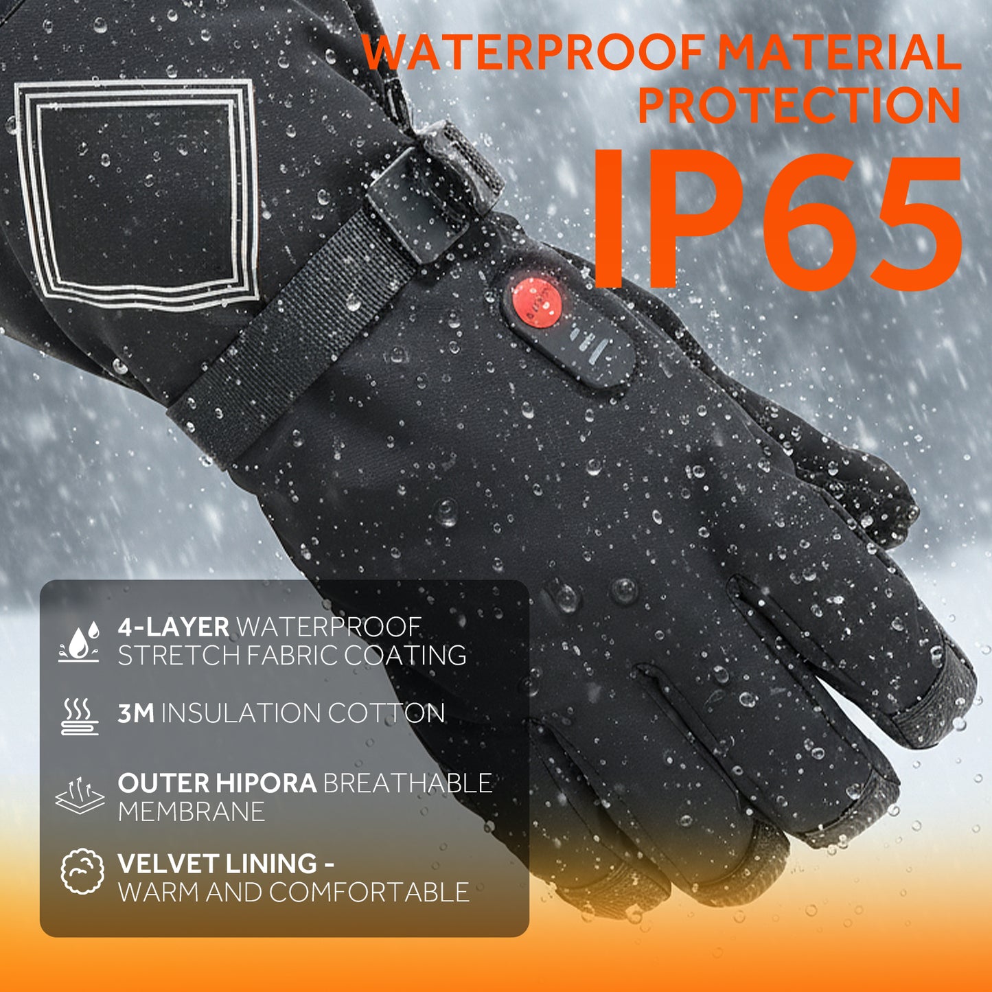Heated Gloves for Men Women,158°F Heating Rechargeable Winter Gloves, 7.4V Leather Waterproof Touchscreen Glove Hand Warmer for Motorcycle Work Ski Cycling(S/M/L/XL)