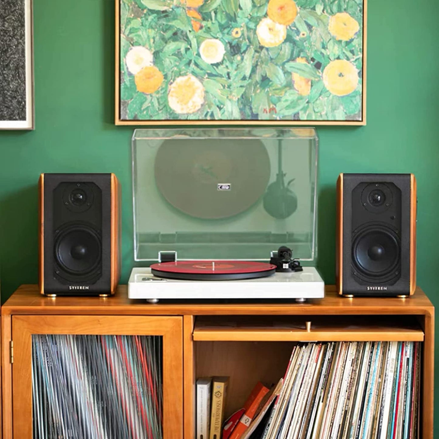 Vinyl Record Player with Bluetooth Connection,Turntable Record Player Bluetooth,Built-in Preamp,Support 33 1/3 &45RPM Speeds,Adjustable Counterweight, AT-3600L,Full Piano Lacquer,Pearl White