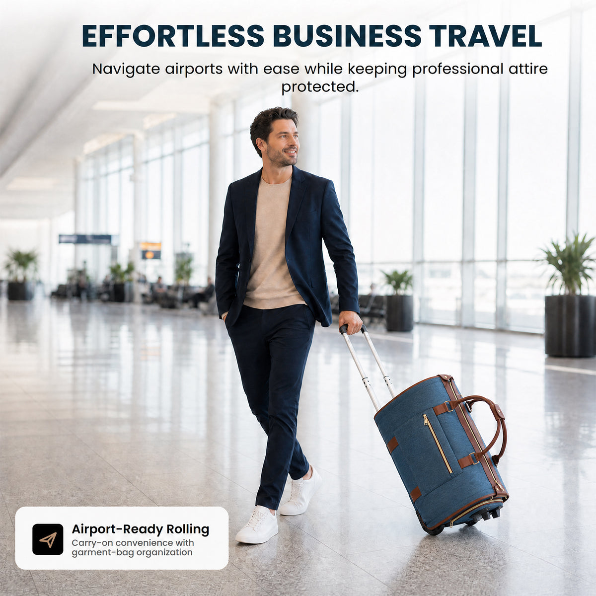 Rolling Garment Bag for Travel,3-in-1 Carry On Luggage with Wheels & Shoe Compartment,Detachable Bag,Large Suitcase Suit Business Duffle Bag,Organize for Suits, Dresses,Gowns