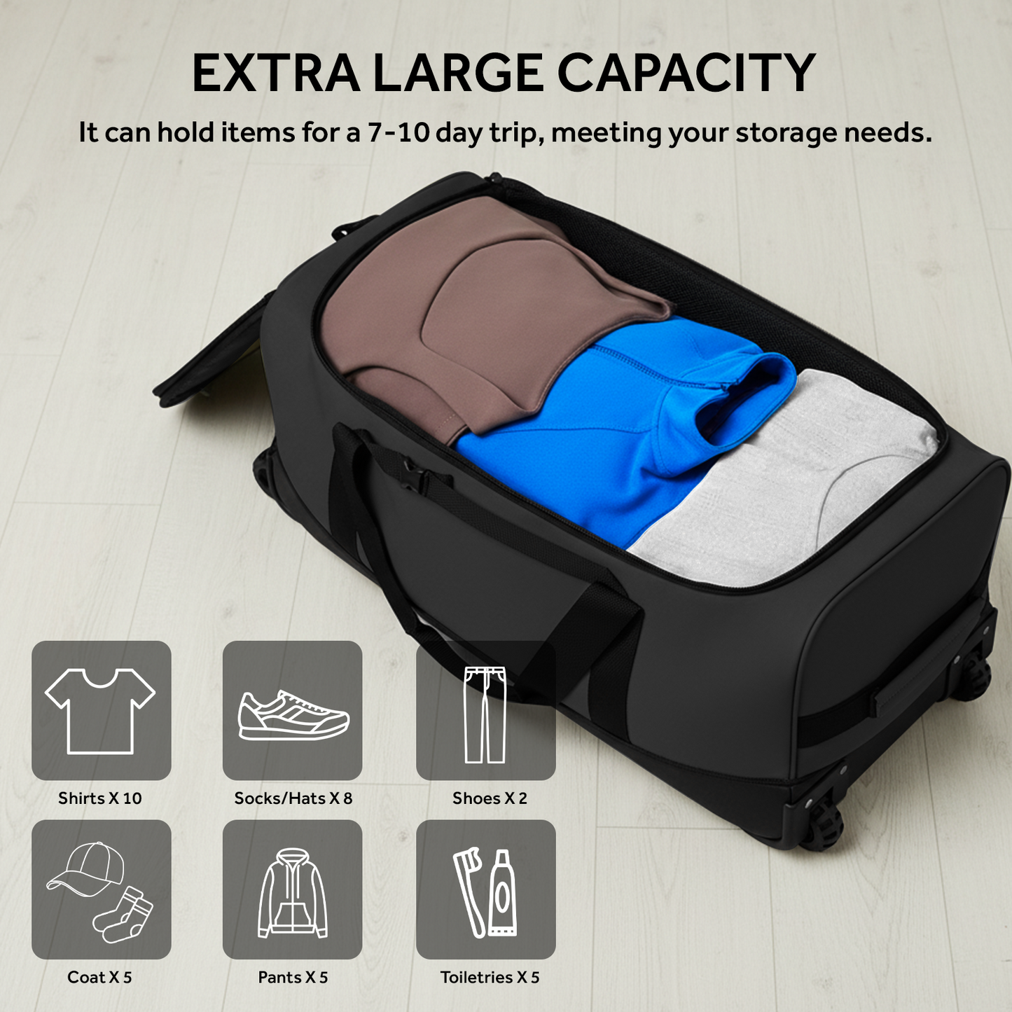Fegat Foldable Rolling Duffel Bag,30'' Travel Duffel Bag Expandable 100L-120L Heavy Loads Design,Large Waterproof Wheeled Bag for Travel with Straps & Lock