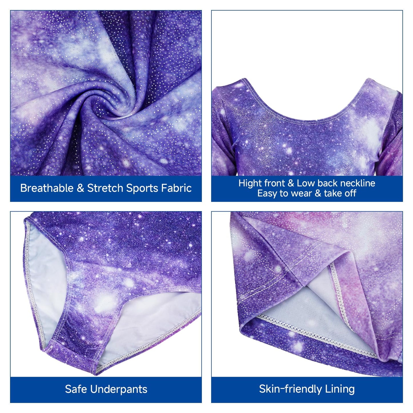 Leotards for Girls Gymnastics,Long Sleeve Sparkly Dance Biketards with Shorts Ballet Tumbling Outfit for 3-12 Years