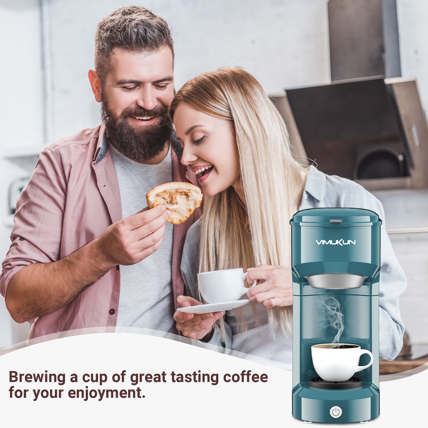 Single Serve Coffee Maker, Mini Coffee Brewer for K-Cup Single Cup Capsule and Ground Coffee, Single Cup Coffee Makers with 6 to 14oz Reservoir, Green