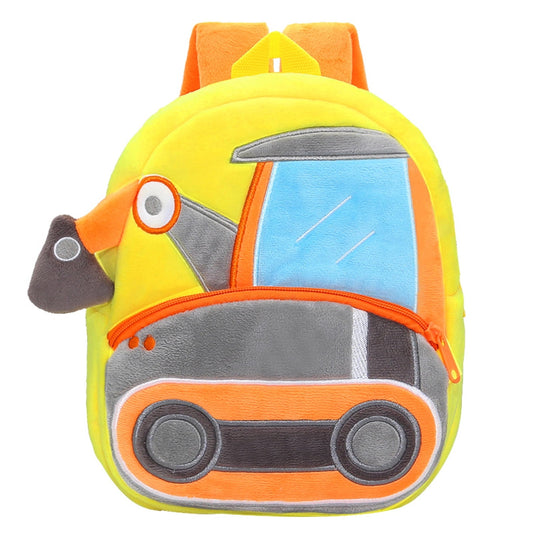 Toddler Car theme Backpack Excavator Pattern Preschool Backpack Lightweight Kids Bag with Leash 1-4Y