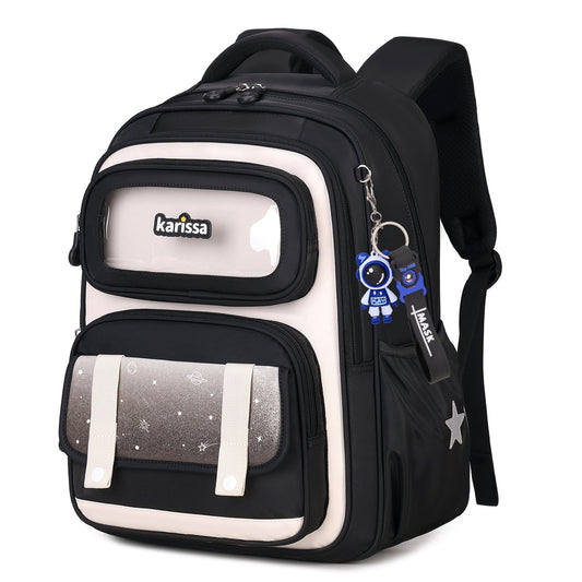 Kids Backpack,Ergonomic Bookbag for Ages 7-11 with Reflective Stripes,22L Waterproof School Backpack Black