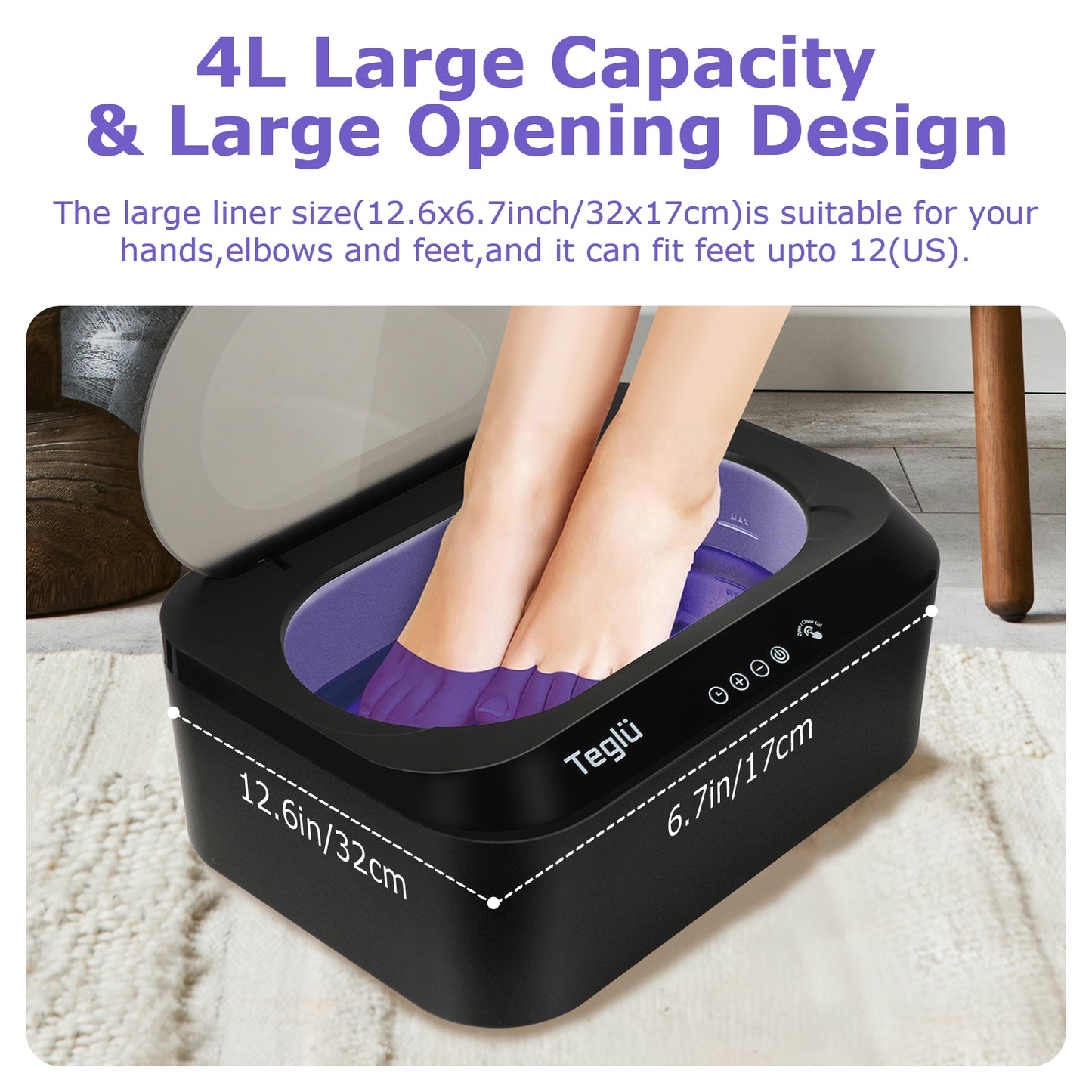 Paraffin Wax Machine for Hands and Feet with Auto Open Lid, Arthritis Paraffin Wax Bath,30Min Fast Wax Meltdown, 4500ml Paraffin Wax Warmer Moisturizing Kit,Precision Temperature Control,Black