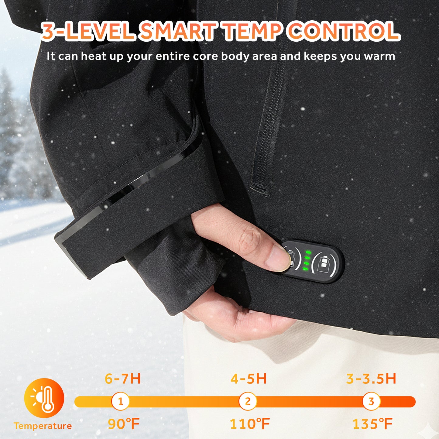 Heated Jacket for Men Women,Battery Powered Heating Jacket,Waterproof Windproof Warm Hooded Heated Coat for Hiking Skiing Camping