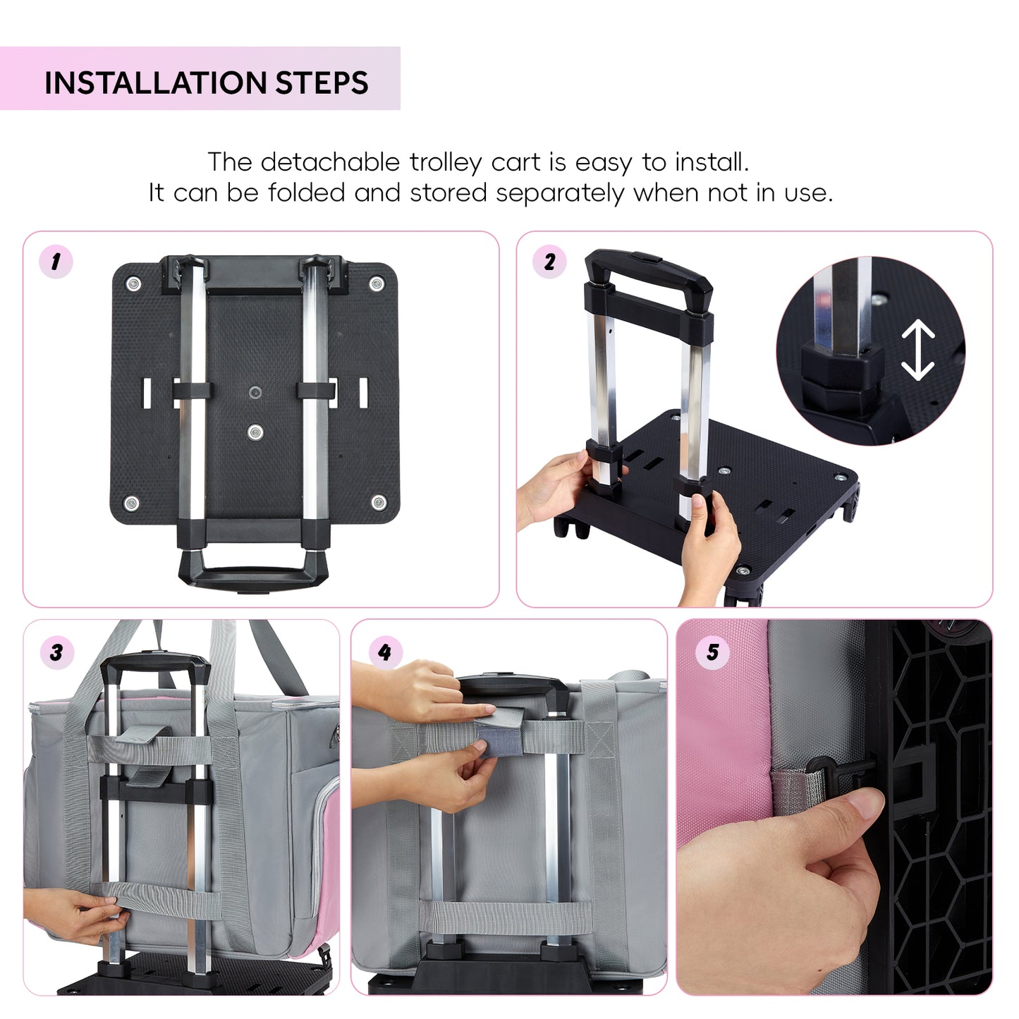 Fegat Rolling Craft Bag,Sewing Machine Tote,Large Sewing Accessories Storage with Wheels,Detachable Rolling Teacher Bag and Transport Tote for Craft,Teaching,Office