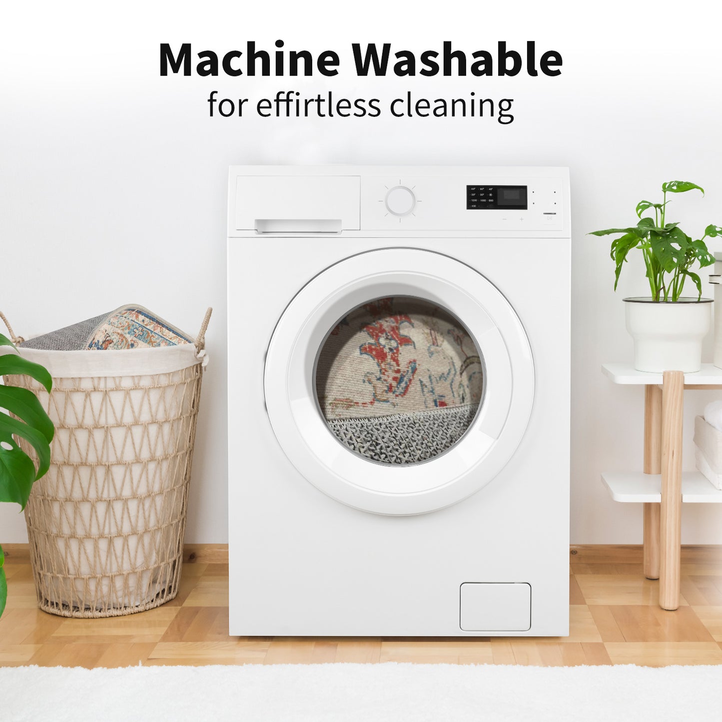 OldPAPA Boho Persian Area Rug - 3'x5' Washable Rugs for Living Room,Machine Washable Rug with Non-Slip,Small Rug Vintage Accent Low Pile Rug for Entryway Bedroom Bathroom Dining Door Mat