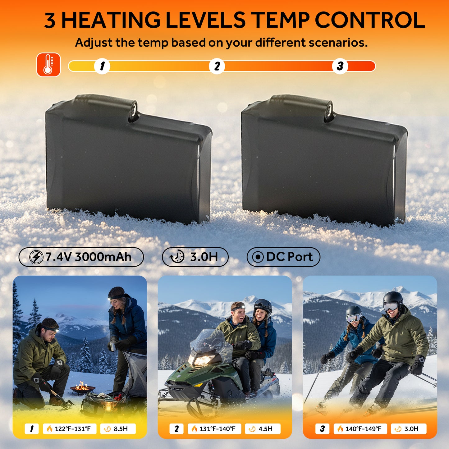 Lobmouse Heated Gloves for Men Women,7.4V Rechargeable Electric Fast Heating Warm Gloves,Waterproof Touchscreen Winter Hand Warmer for Work Skiing Motorcycle Cycling Skating