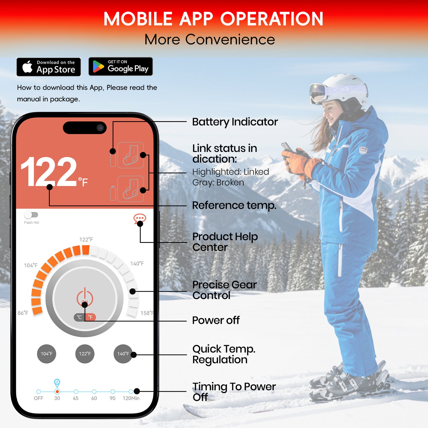 Lobmouse Heated Socks for Men Women, 7.4V Rechargeable Electric Socks with 3.5 Hour Fast Charge,Foot Warmer Socks for Men Women for Hunting, Camping, Hiking, Cycling, Outdoor Work,APP-Controlled