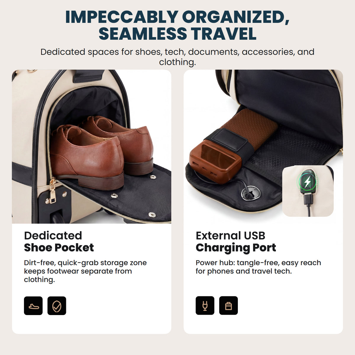 Rolling Garment Bag for Travel,3-in-1 Carry On Luggage with Wheels & Shoe Compartment,Detachable Bag,Large Suitcase Suit Business Duffle Bag,Organize for Suits, Dresses,Gowns