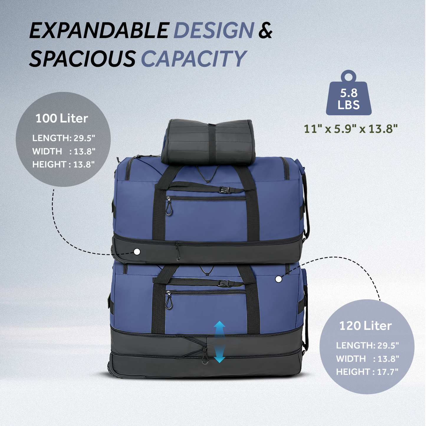 Fegat Foldable Rolling Duffel Bag,30'' Travel Duffel Bag Expandable 100L-120L Heavy Loads Design,Large Waterproof Wheeled Bag for Travel with Straps & Lock