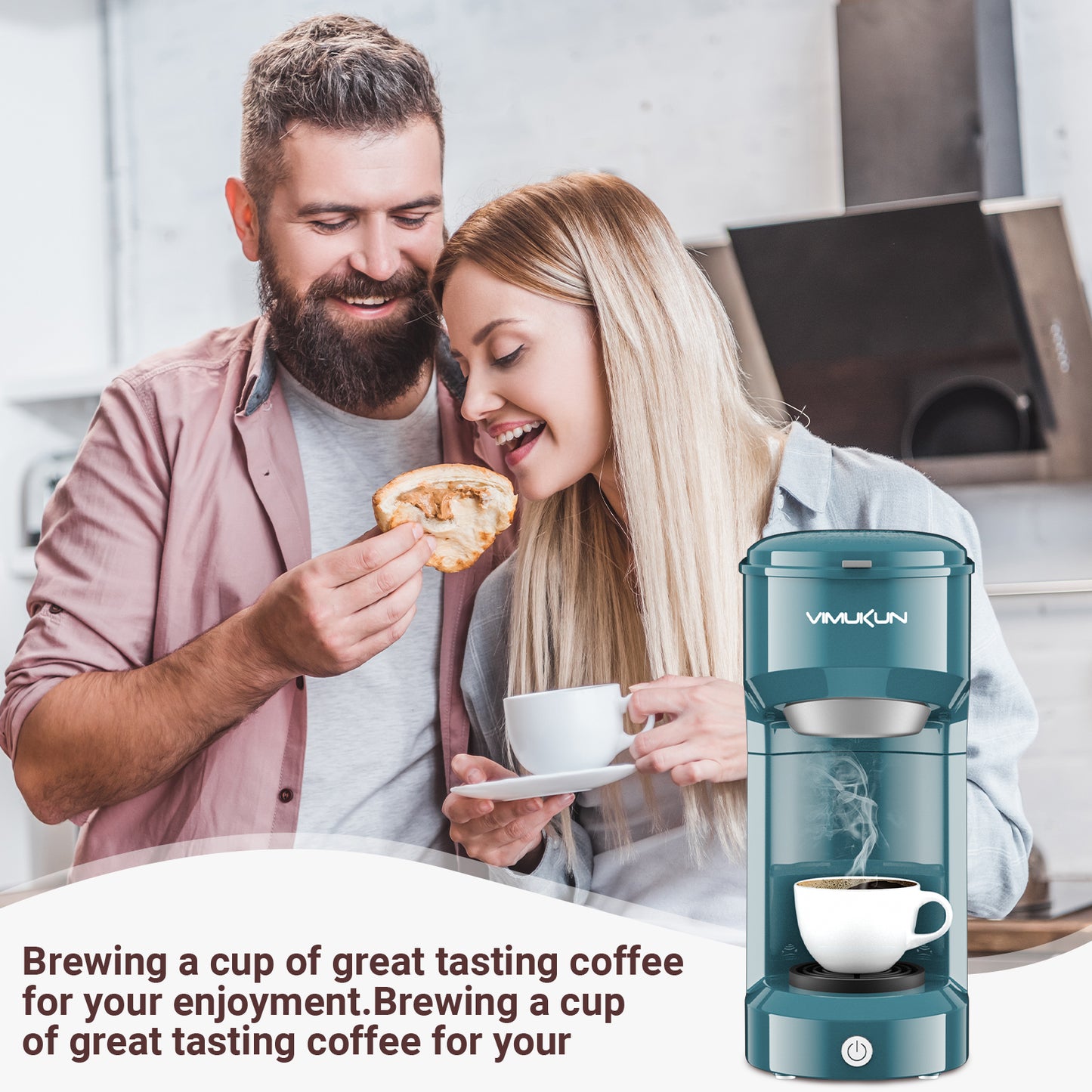 Single Serve Coffee Maker, Mini Coffee Brewer for K-Cup Single Cup Capsule and Ground Coffee, Single Cup Coffee Makers with 6 to 14oz Reservoir, Green