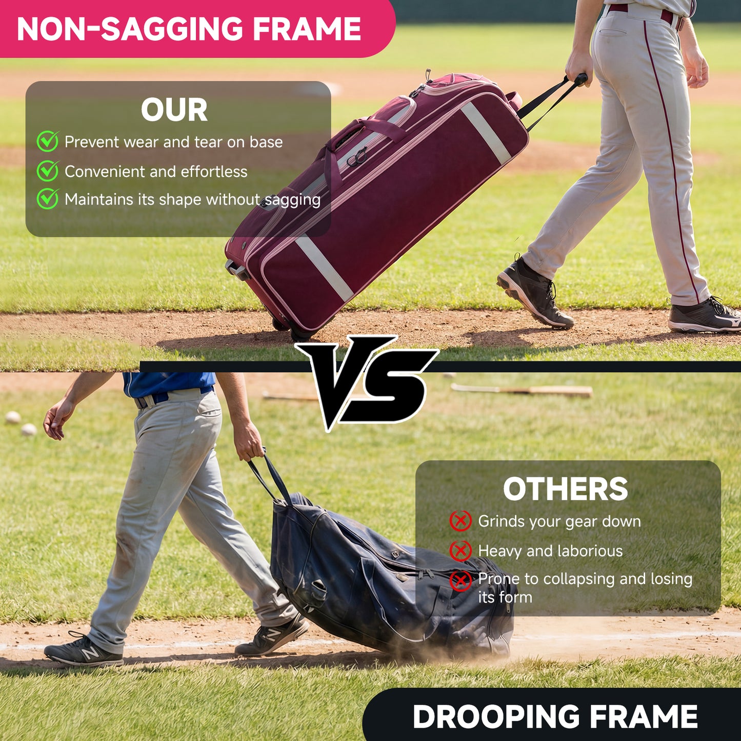 Fegat Rolling Baseball Bag with Wheels,90L Large Softball Bag Catchers Gear Bags for 8 Bats,Equipment Bag with 5 Fence Hooks,Reflective Strip,Shoe Compartment,Holds All Softball Baseball Equipment