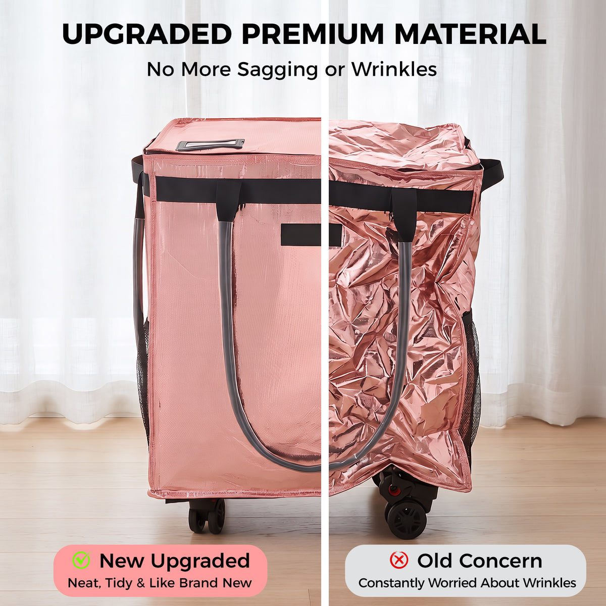Fegat Reusable Grocery Bag on Wheels,Rolling Tote,Foldable Shopping Bags with Wheels and Handle for Trips, Moving, Laundry, Kitchen