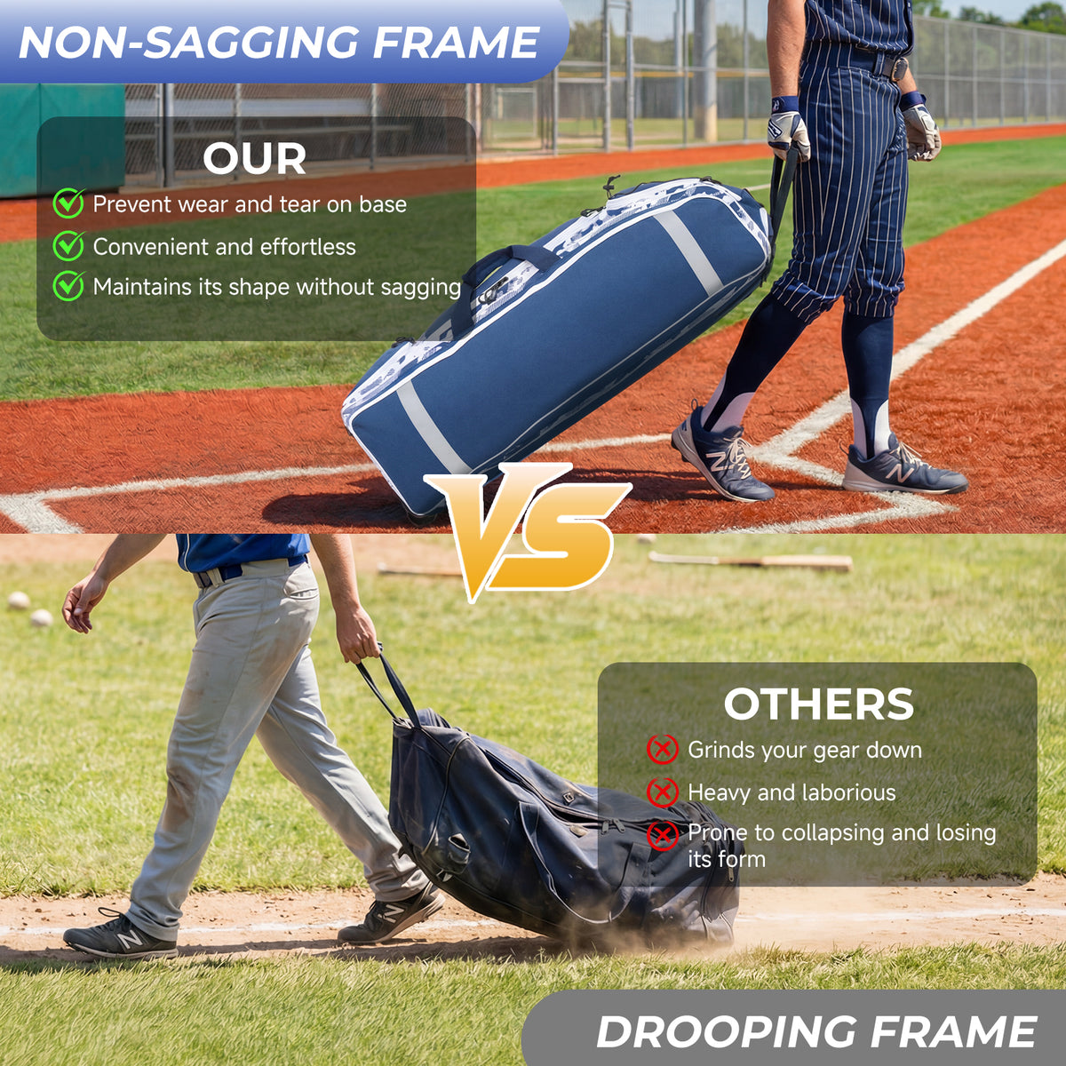 Fegat Rolling Baseball Bag with Wheels,100L Large Softball Bag Catchers Gear Bags for 8 Bats,Equipment Bag with 5 Fence Hooks,Reflective Strip,Shoe Compartment,Holds All Softball Baseball Equipment