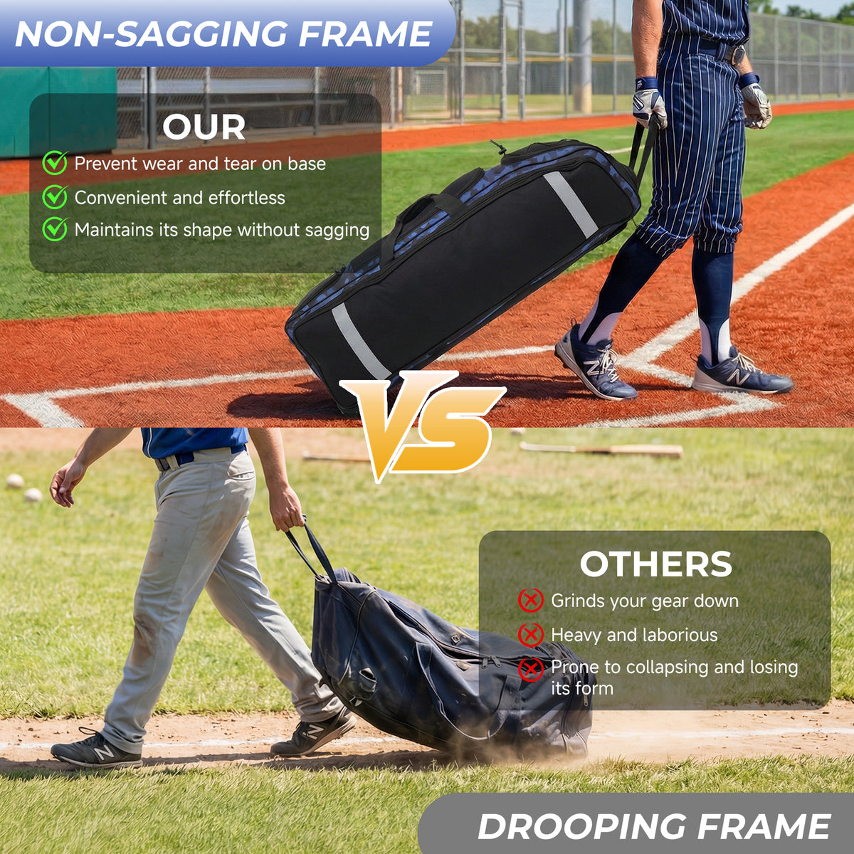 Fegat Rolling Baseball Bag with Wheels,100L Large Softball Bag Catchers Gear Bags for 8 Bats,Equipment Bag with 5 Fence Hooks,Reflective Strip,Shoe Compartment,Holds All Softball Baseball Equipment