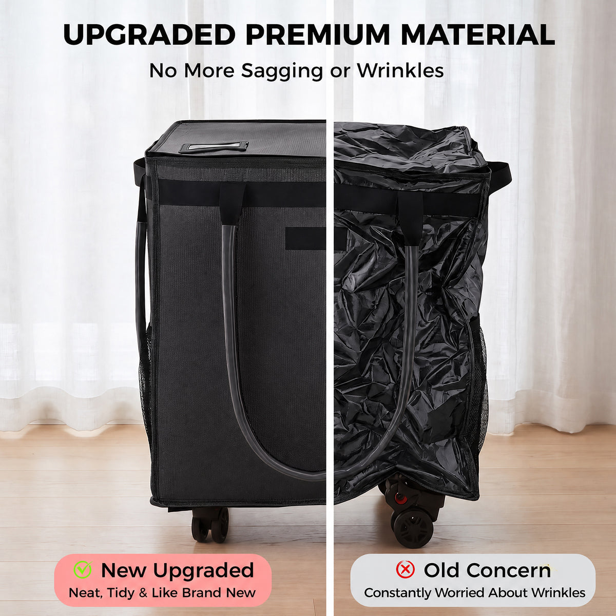 Fegat Reusable Grocery Bag on Wheels,Rolling Tote,Foldable Shopping Bags with Wheels and Handle for Trips, Moving, Laundry, Kitchen