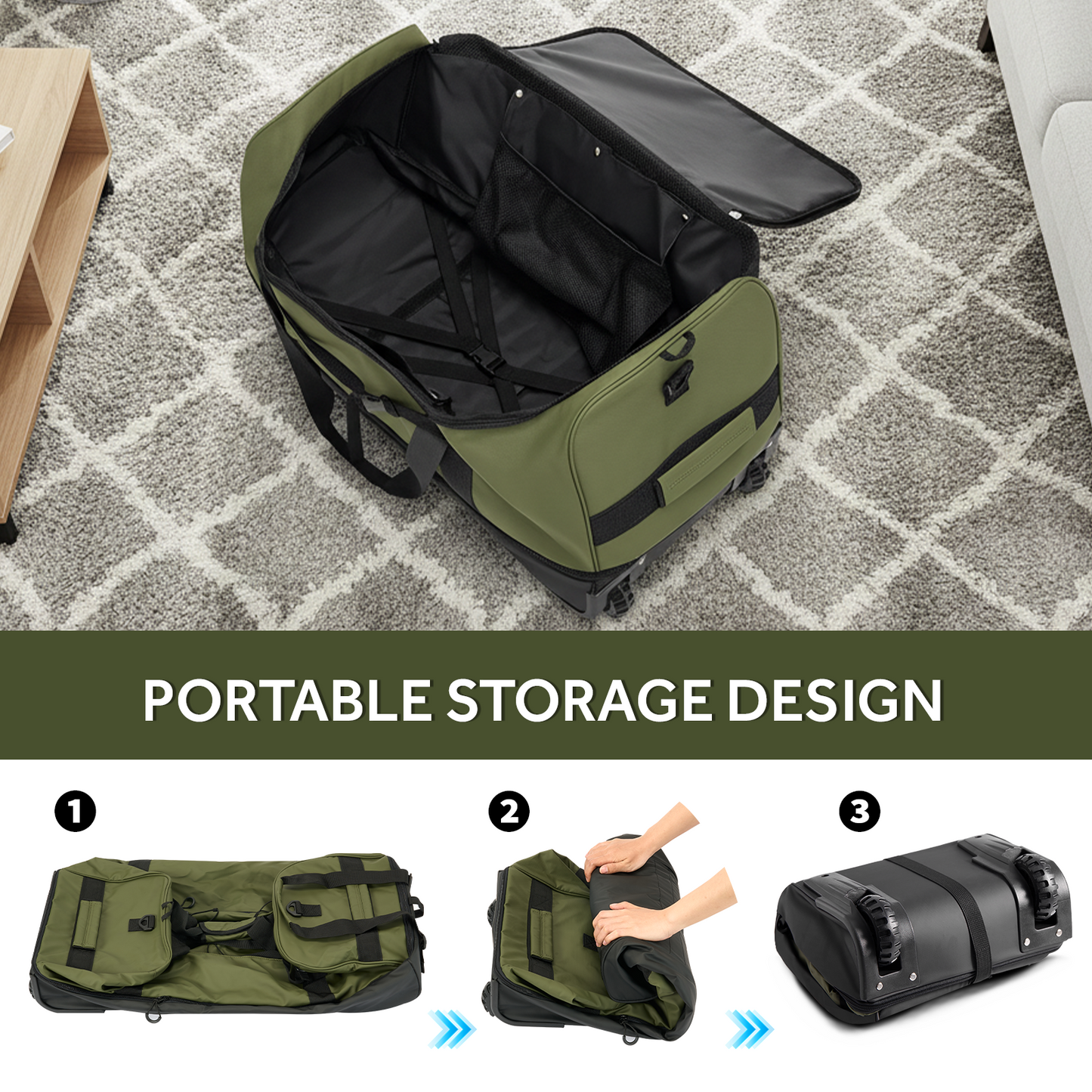 Fegat Foldable Rolling Duffel Bag,30'' Travel Duffel Bag Expandable 100L-120L Heavy Loads Design,Large Waterproof Wheeled Bag for Travel with Straps & Lock