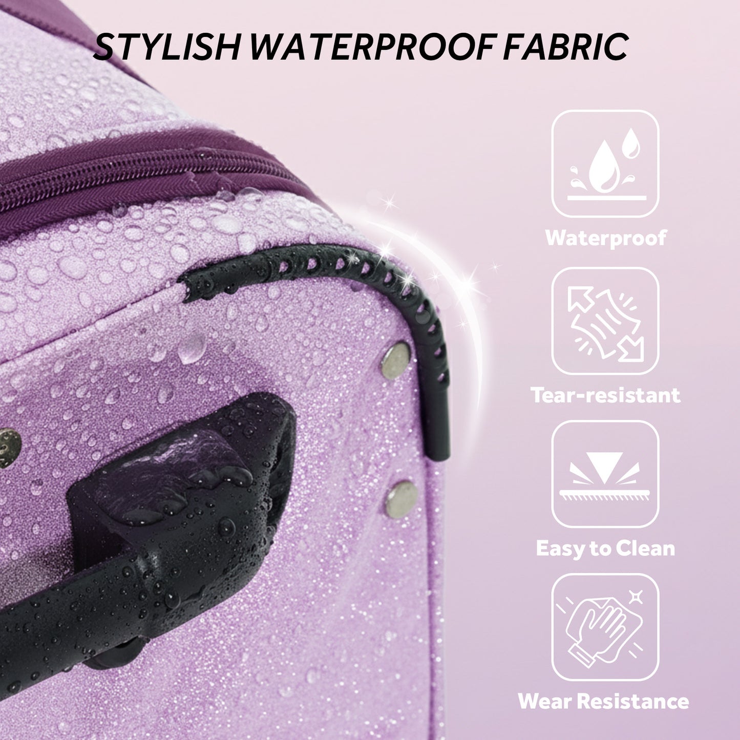 Fegat Dance Bag with Garment Rack,23"Glitter Bright Rolling Dance Duffel Bag Lightweight Competition Bag Costume Suitcase for Dancers Performer Artist, Shine Glitter Purple