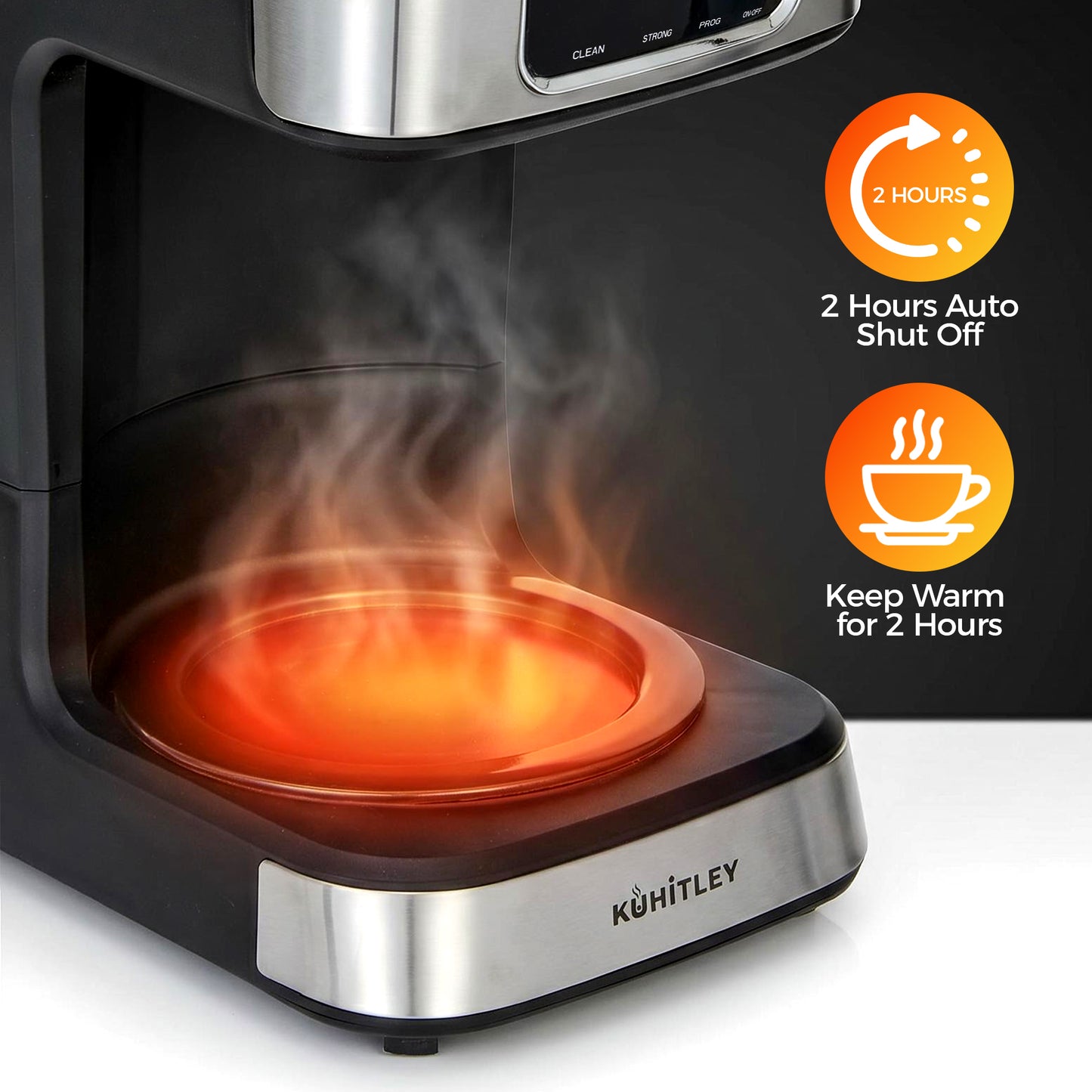 Kuhitley 12 Cup Drip Coffee Maker, 950W Automatic Coffee Machine with Programmable Timer, Strong Brew, 2-Hour Keep Warm & Auto Shut Off, 1.8L for Home Kitchen Daily Use,Black，CM-135ES2