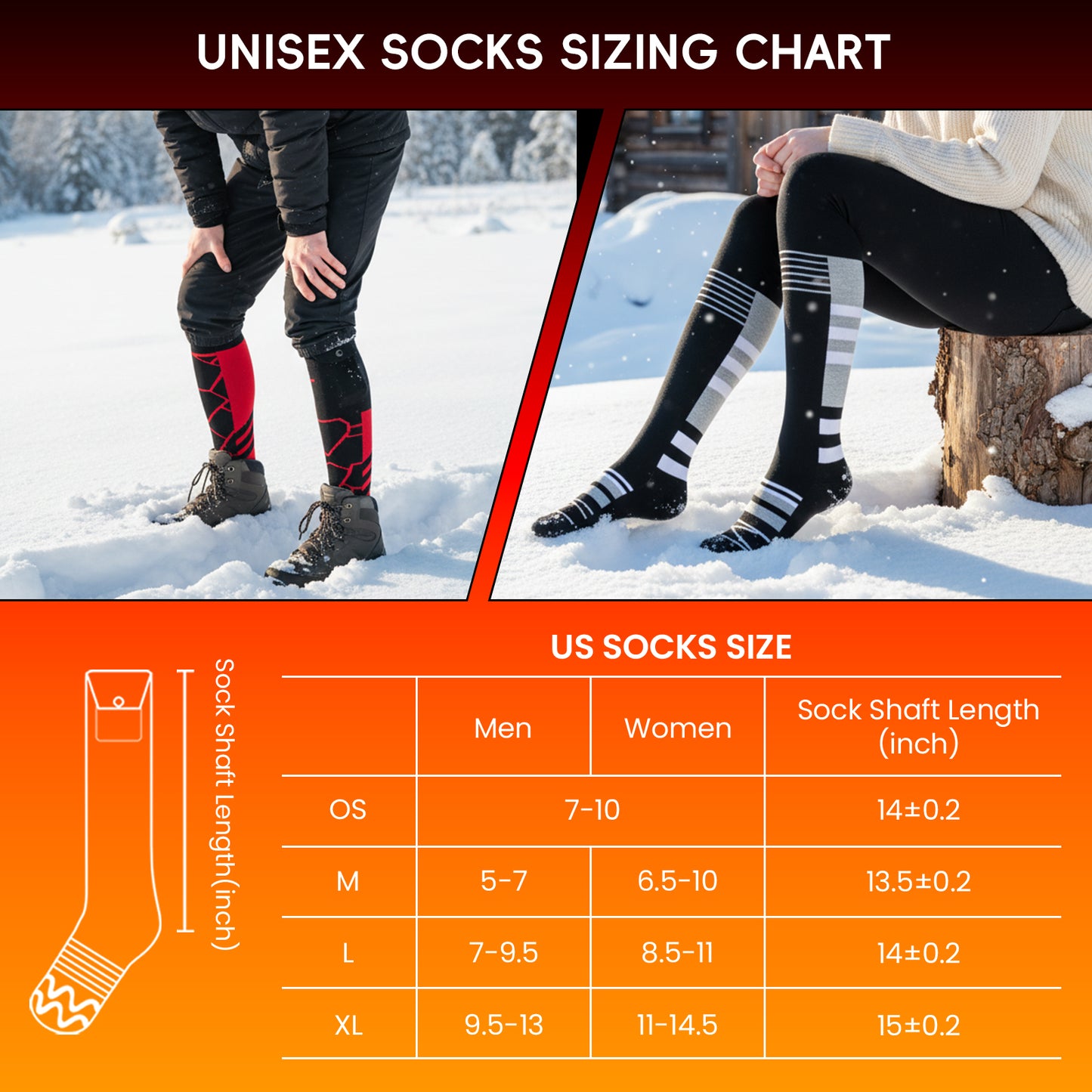 Lobmouse Heated Socks for Men Women, 8000mAh Rechargeable Electric Socks, Battery Operated Socks Foot Warmer Socks for Men Women,Outdoor Hunting Skiing Cycling Camping Hiking,Non-APP Control
