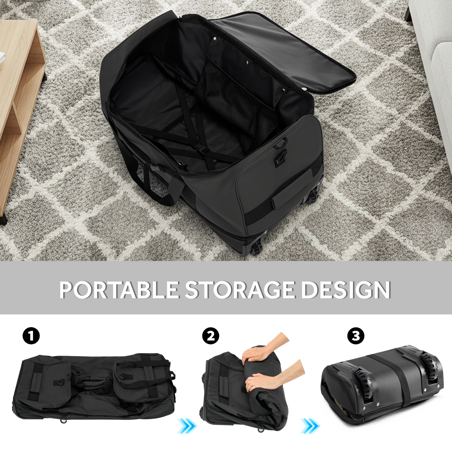 Fegat Foldable Rolling Duffel Bag,30'' Travel Duffel Bag Expandable 100L-120L Heavy Loads Design,Large Waterproof Wheeled Bag for Travel with Straps & Lock