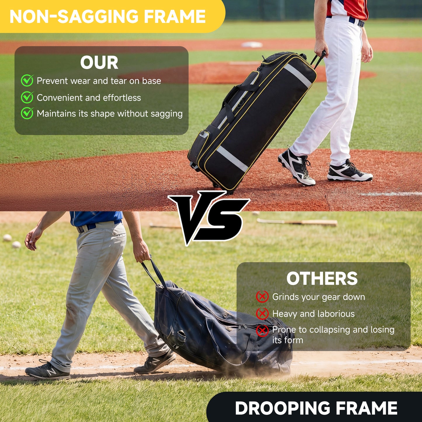 Fegat Rolling Baseball Bag with Wheels,90L Large Softball Bag Catchers Gear Bags for 8 Bats,Equipment Bag with 5 Fence Hooks,Reflective Strip,Shoe Compartment,Holds All Softball Baseball Equipment