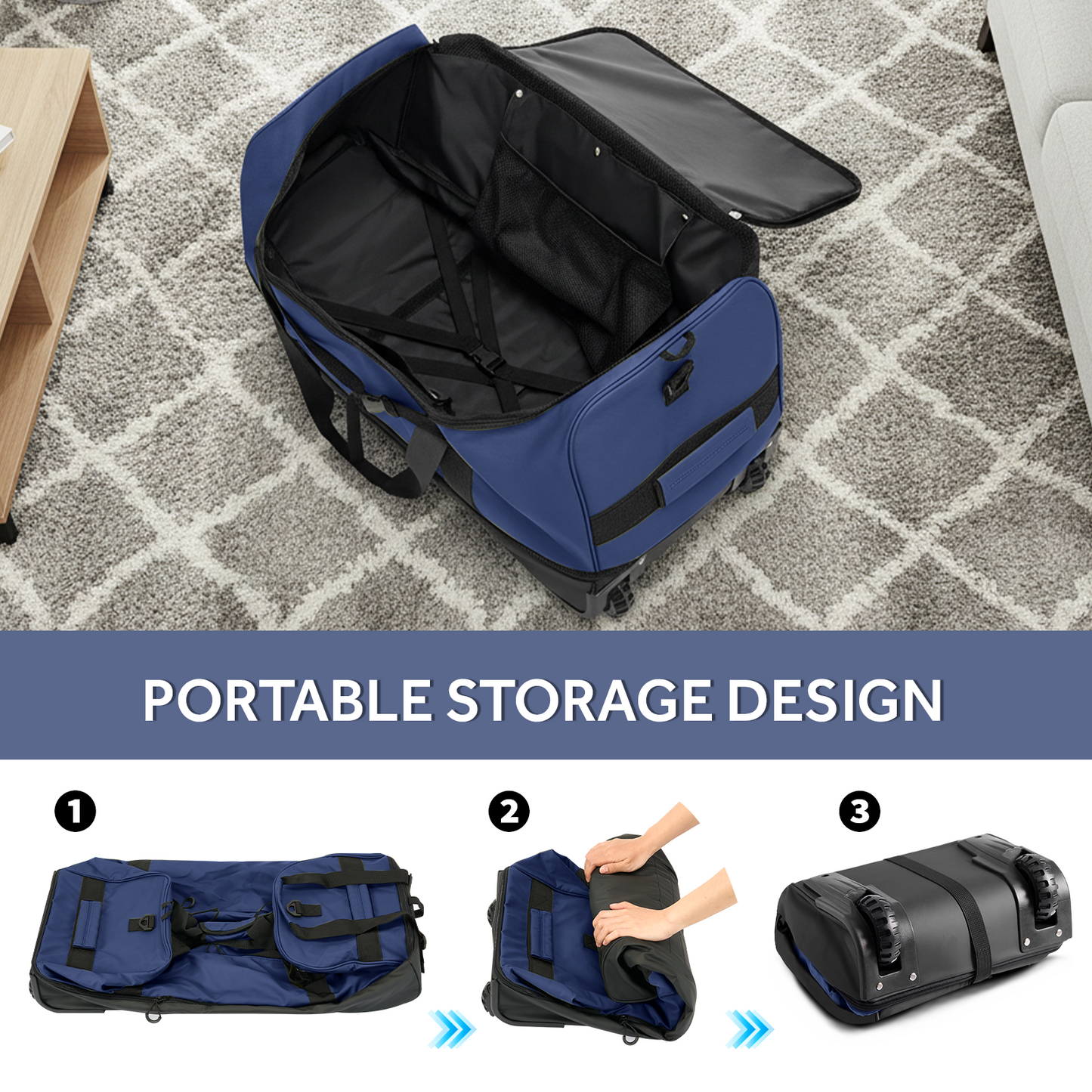 Fegat Foldable Rolling Duffel Bag,30'' Travel Duffel Bag Expandable 100L-120L Heavy Loads Design,Large Waterproof Wheeled Bag for Travel with Straps & Lock