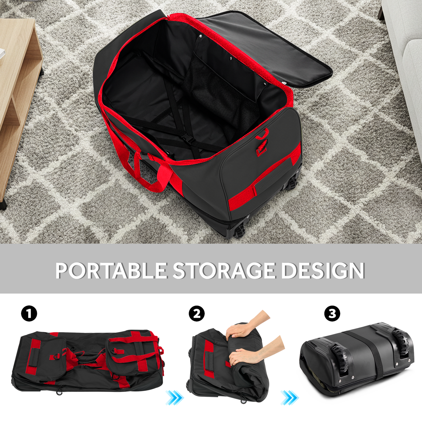 Fegat Foldable Rolling Duffel Bag,30'' Travel Duffel Bag Expandable 100L-120L Heavy Loads Design,Large Waterproof Wheeled Bag for Travel with Straps & Lock