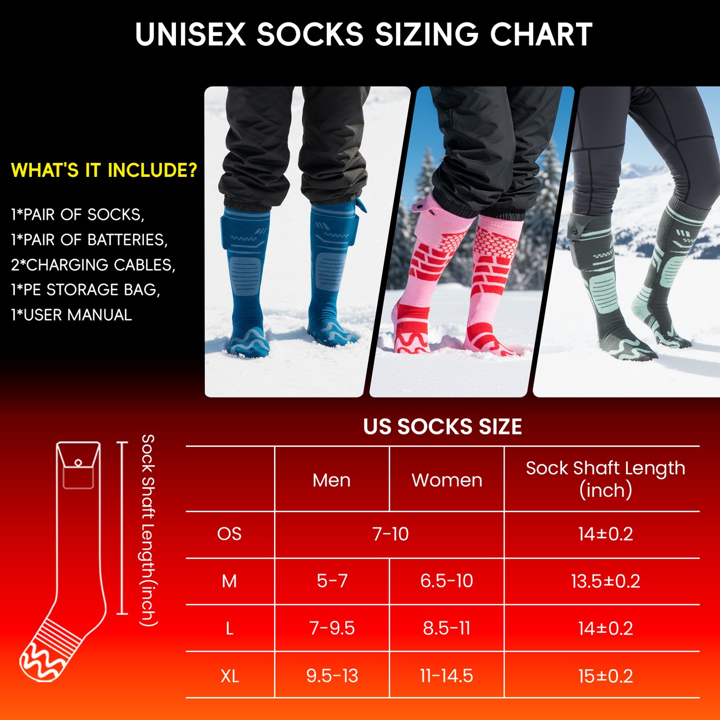 Lobmouse Heated Socks for Men Women, 7.4V Rechargeable Electric Socks with 3.5 Hour Fast Charge,Foot Warmer Socks for Men Women for Hunting, Camping, Hiking, Cycling, Outdoor Work,APP-Controlled