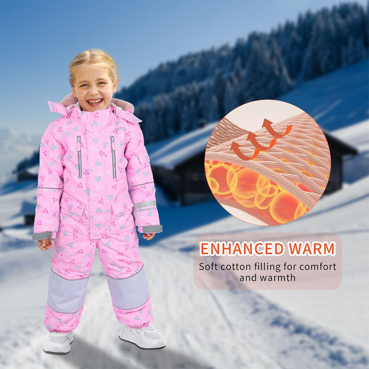 Kids Snowsuit One Piece, Girls Snow Suit Waterproof, Boys Ski Jacket Jumpsuits Overalls for Skiing Snowboarding