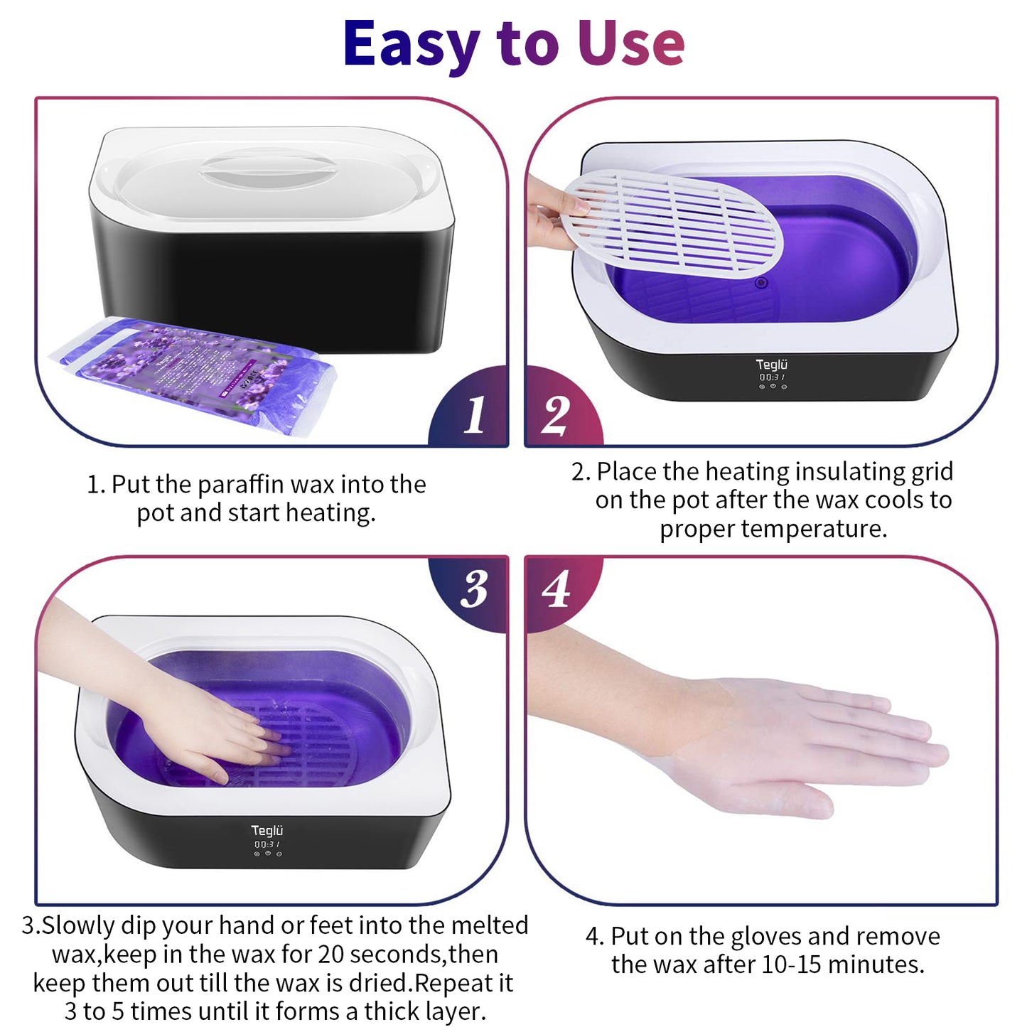 Paraffin Wax Machine for Hand and Feet, Paraffin Wax Warmer 4000ML Wax Bath with 1800g Paraffin Wax 4.0lbs Quick-Heating Paraffin Bath for Smooth and Soft Skin