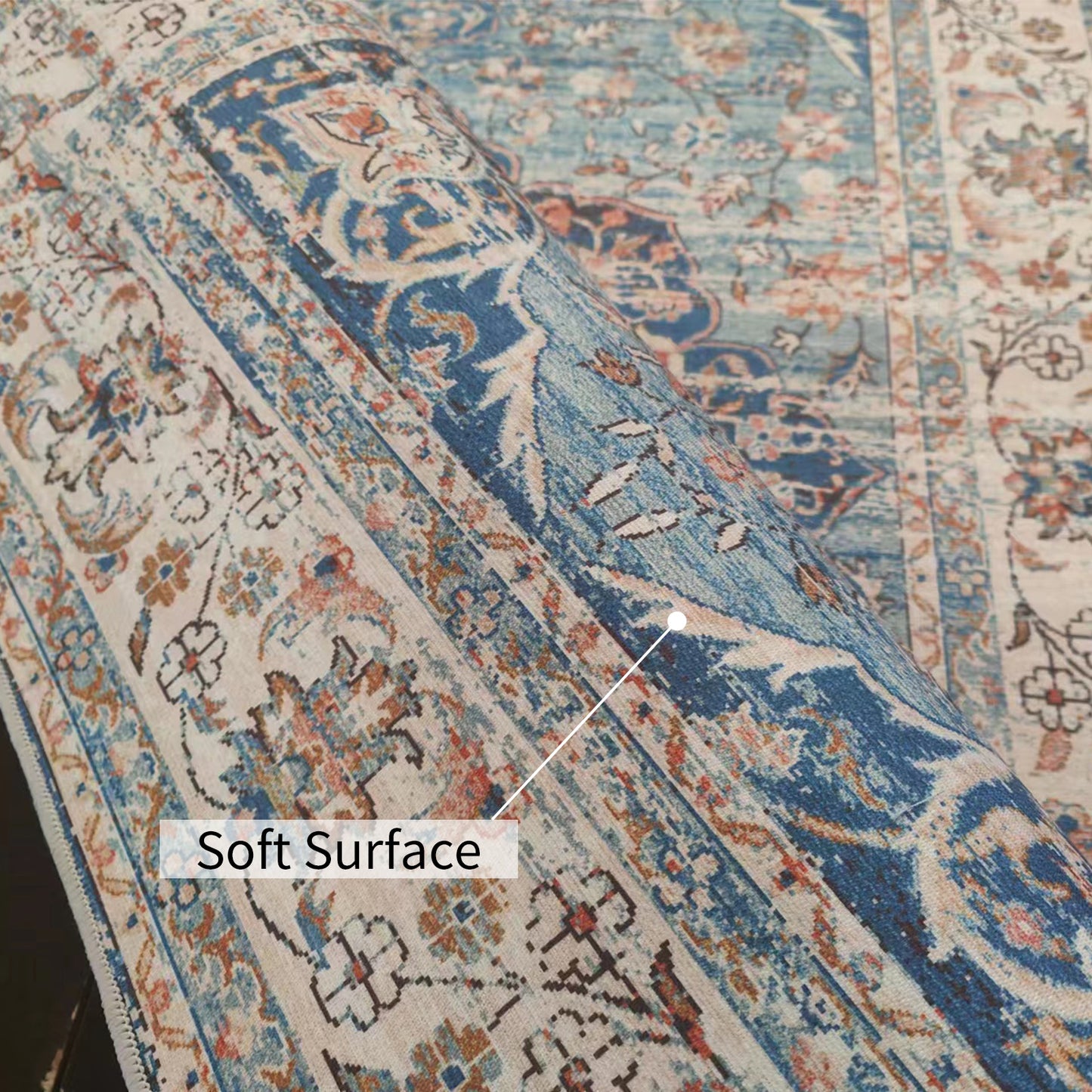 OldPAPA Boho Persian Area Rug - 3'x5' Washable Rugs for Living Room,Machine Washable Rug with Non-Slip,Small Rug Vintage Accent Low Pile Rug for Entryway Bedroom Bathroom Dining Door Mat