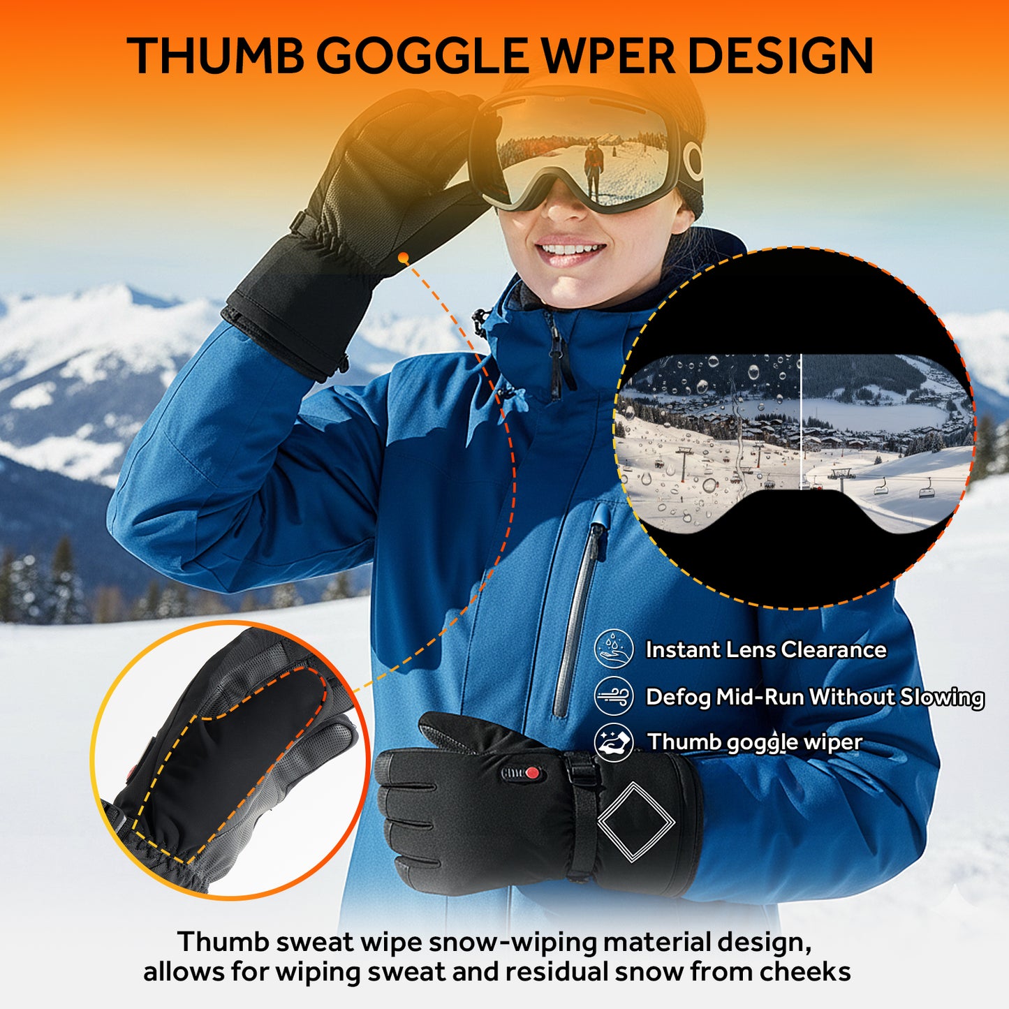 Heated Gloves for Men Women,158°F Heating Rechargeable Winter Gloves, 7.4V Leather Waterproof Touchscreen Glove Hand Warmer for Motorcycle Work Ski Cycling(S/M/L/XL)
