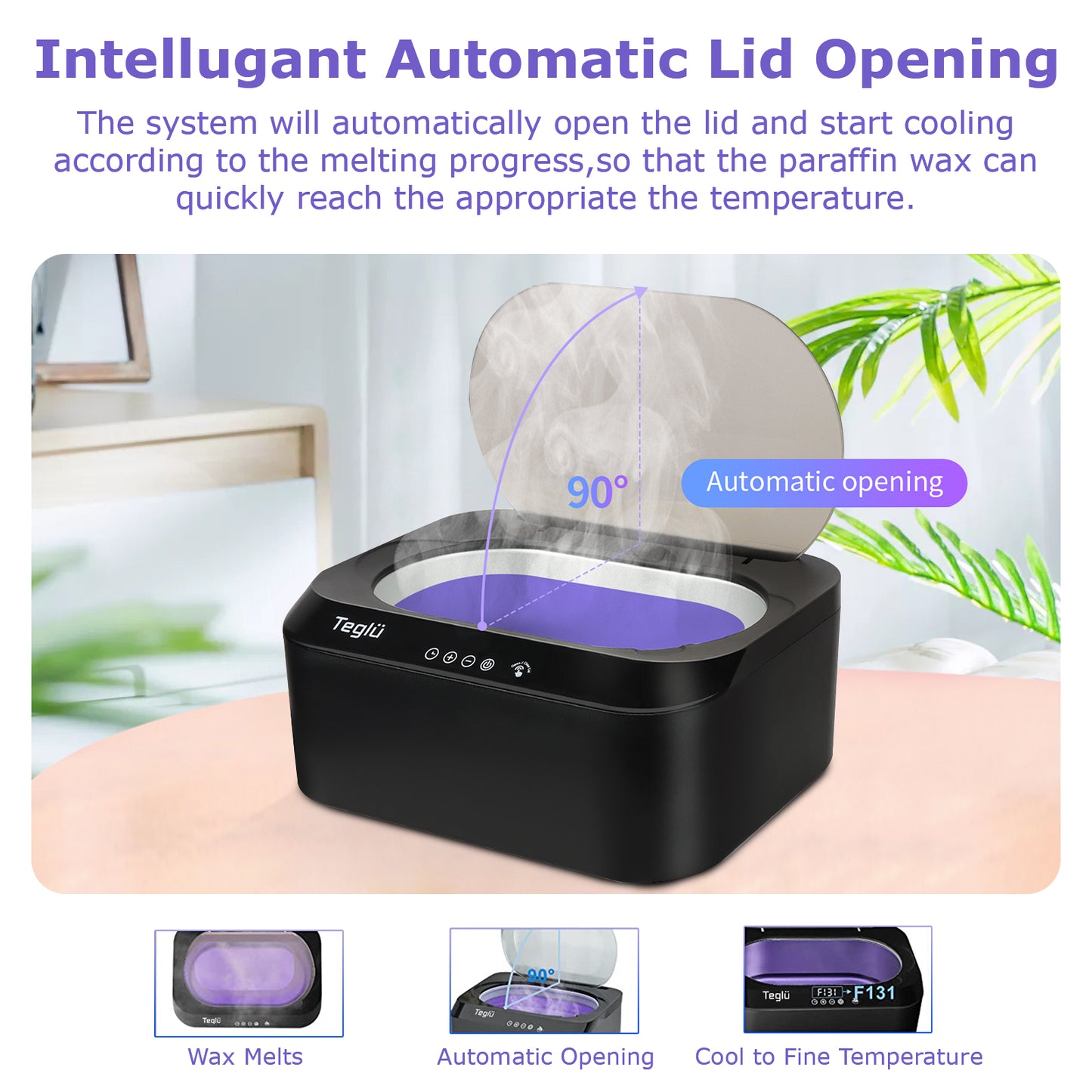 Paraffin Wax Machine for Hands and Feet with Auto Open Lid, Arthritis Paraffin Wax Bath,30Min Fast Wax Meltdown, 4500ml Paraffin Wax Warmer Moisturizing Kit,Precision Temperature Control,Black