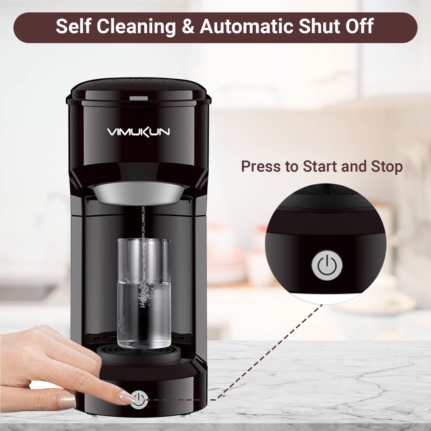 Single Serve Coffee Maker, Mini Coffee Brewer for K-Cup Single Cup Capsule and Ground Coffee, Single Cup Coffee Makers with 6 to 14oz Reservoir, Green