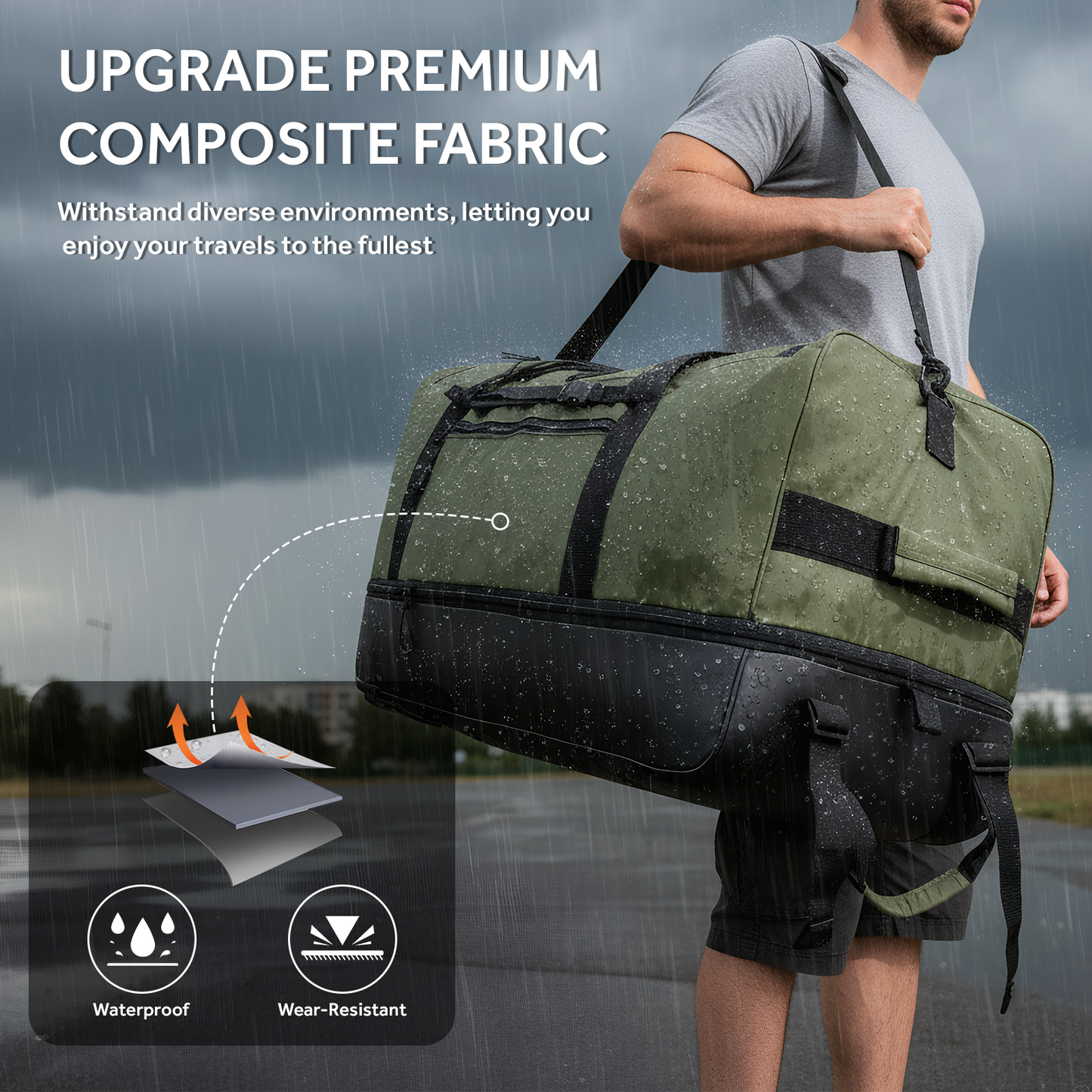Fegat Foldable Rolling Duffel Bag,30'' Travel Duffel Bag Expandable 100L-120L Heavy Loads Design,Large Waterproof Wheeled Bag for Travel with Straps & Lock