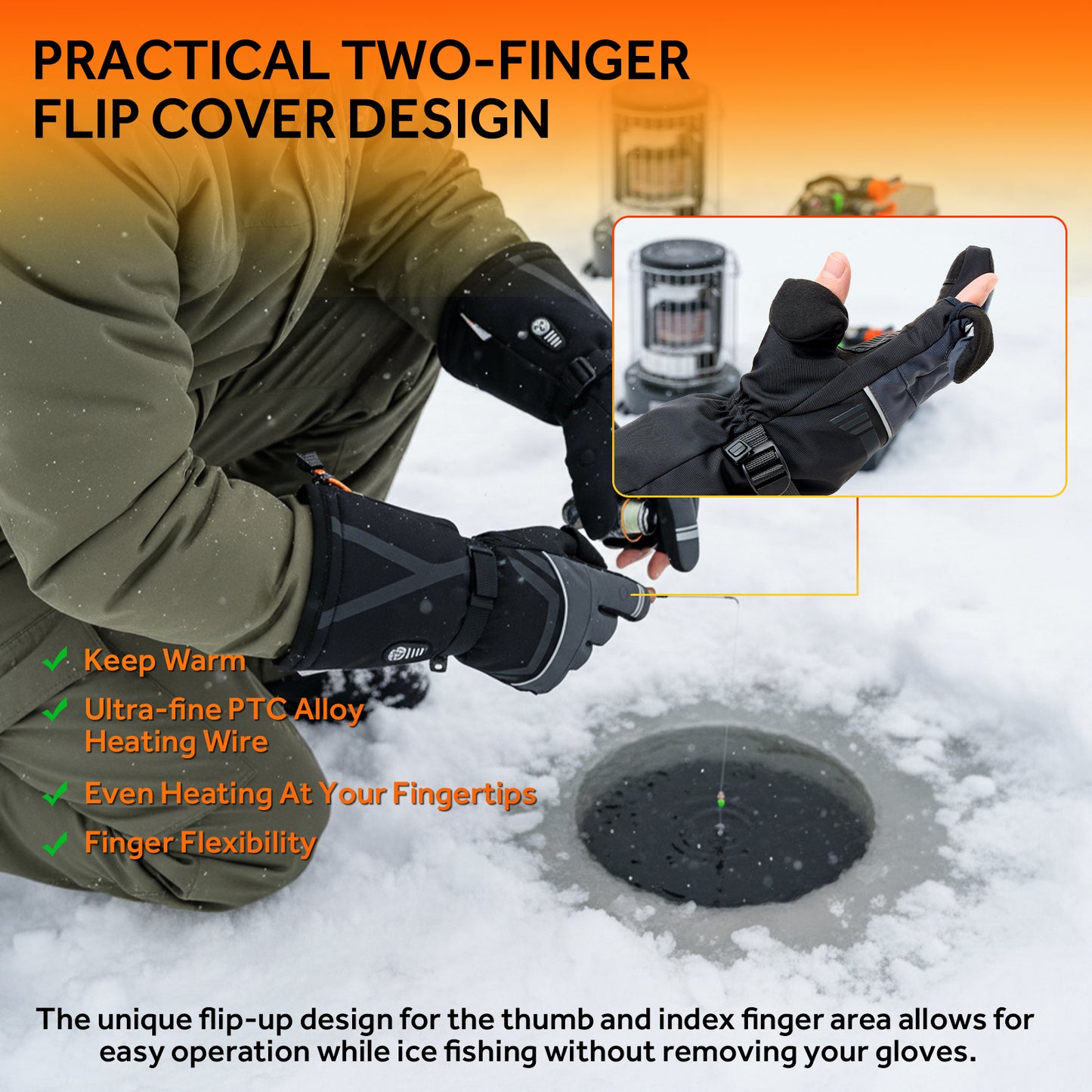 Lobmouse Heated Gloves for Men Women,Electric Rechargeable Waterproof Touchscreen Winter Gloves,2.5-Hour Fast Charging,for Camping, Ski, Fishing,Snowboard