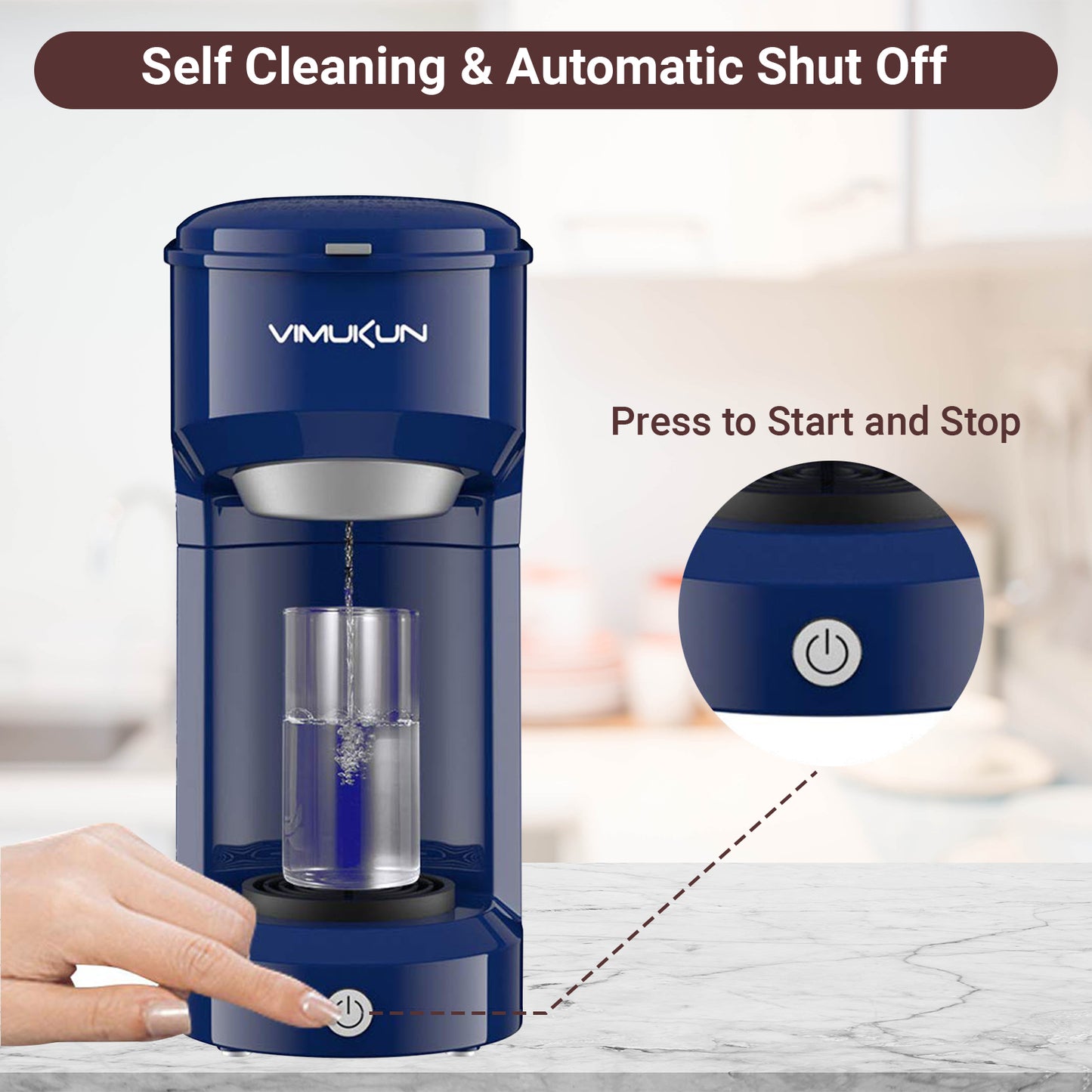 Single Serve Coffee Maker, Mini Coffee Brewer for K-Cup Single Cup Capsule and Ground Coffee, Single Cup Coffee Makers with 6 to 14oz Reservoir, Green