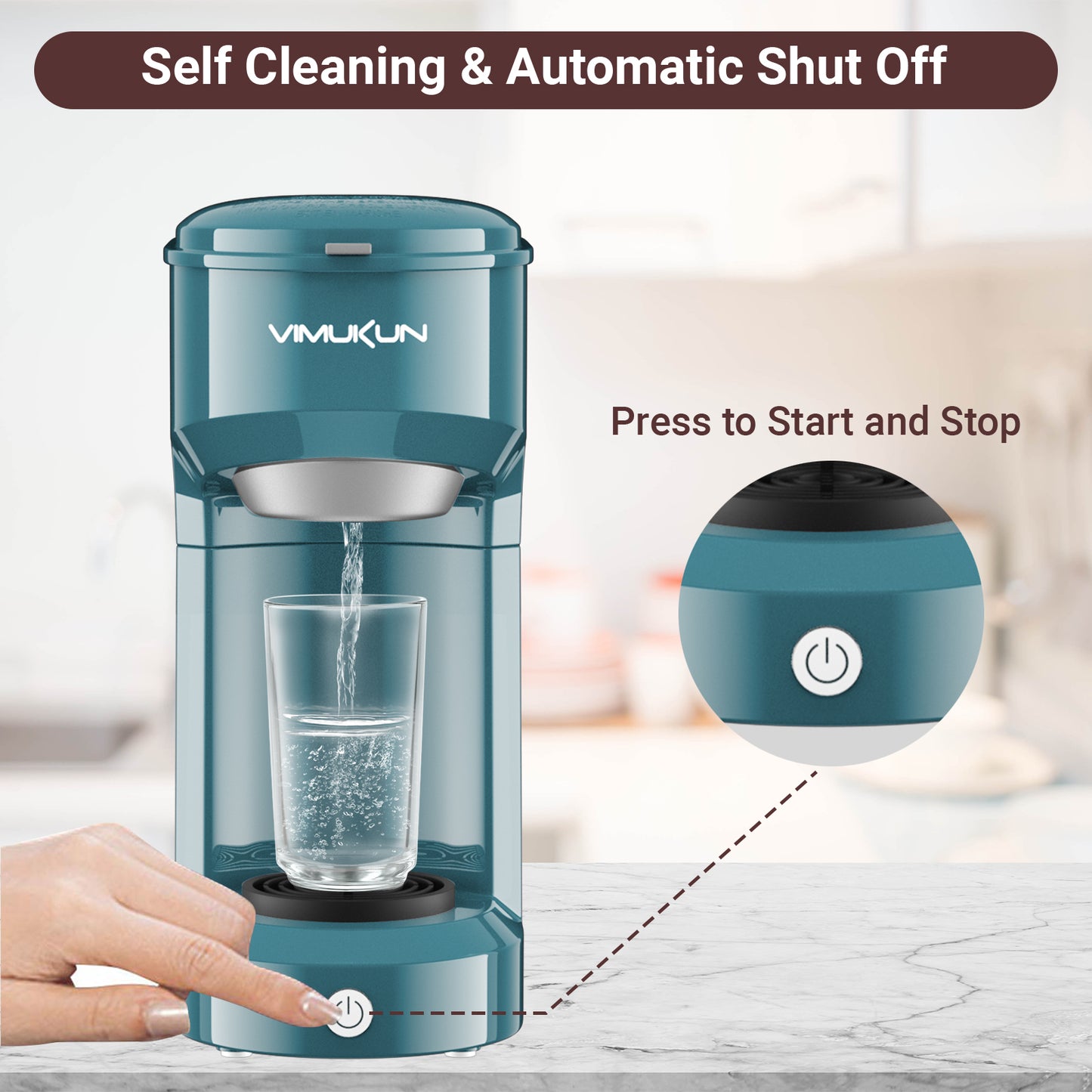 Single Serve Coffee Maker, Mini Coffee Brewer for K-Cup Single Cup Capsule and Ground Coffee, Single Cup Coffee Makers with 6 to 14oz Reservoir, Green