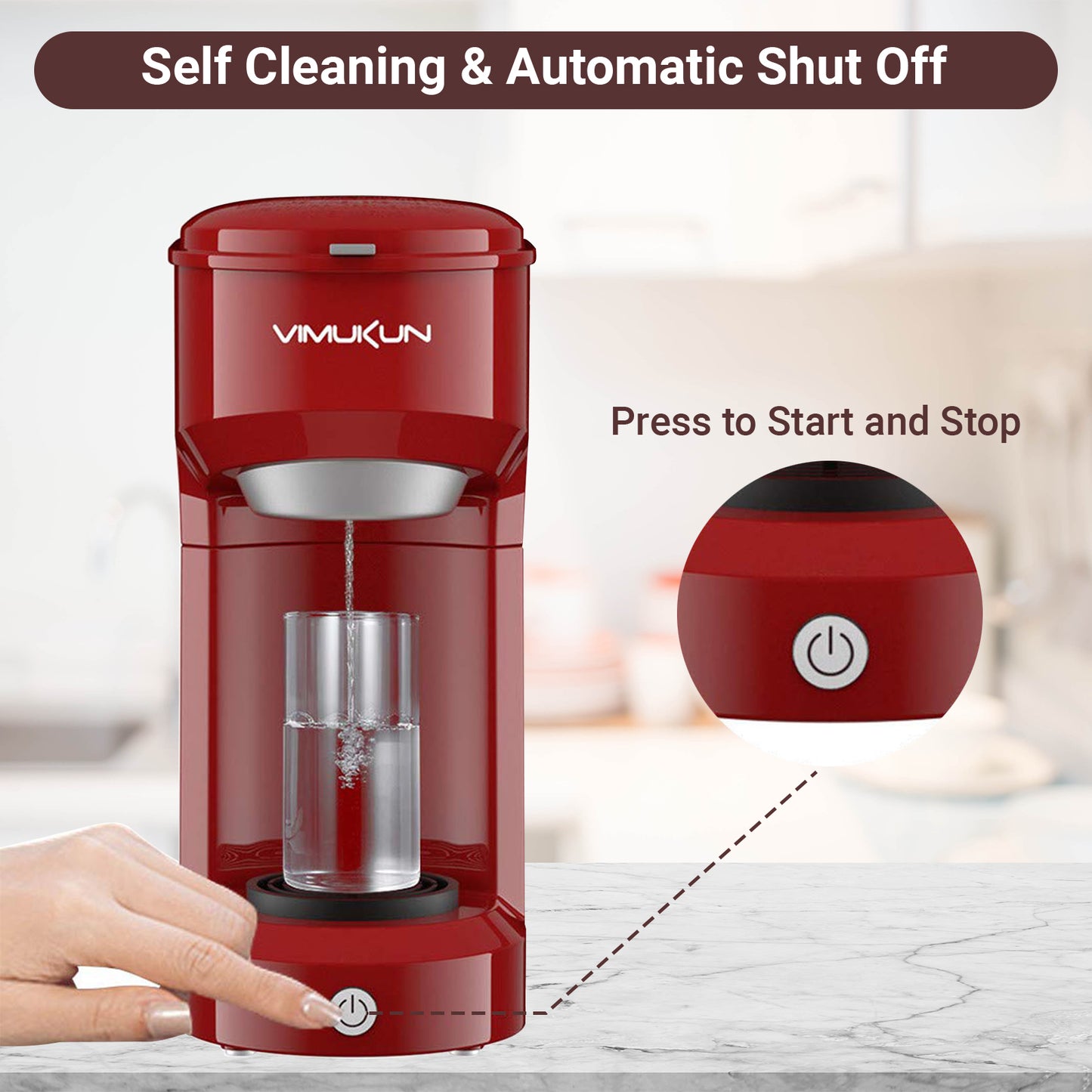 Single Serve Coffee Maker, Mini Coffee Brewer for K-Cup Single Cup Capsule and Ground Coffee, Single Cup Coffee Makers with 6 to 14oz Reservoir, Green