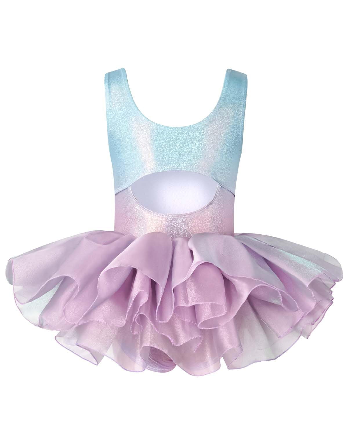 Girls Ballet Leotards with Removable High Low Skirt Toddler Sleeveless Hollow Back Dance Outfit Combo