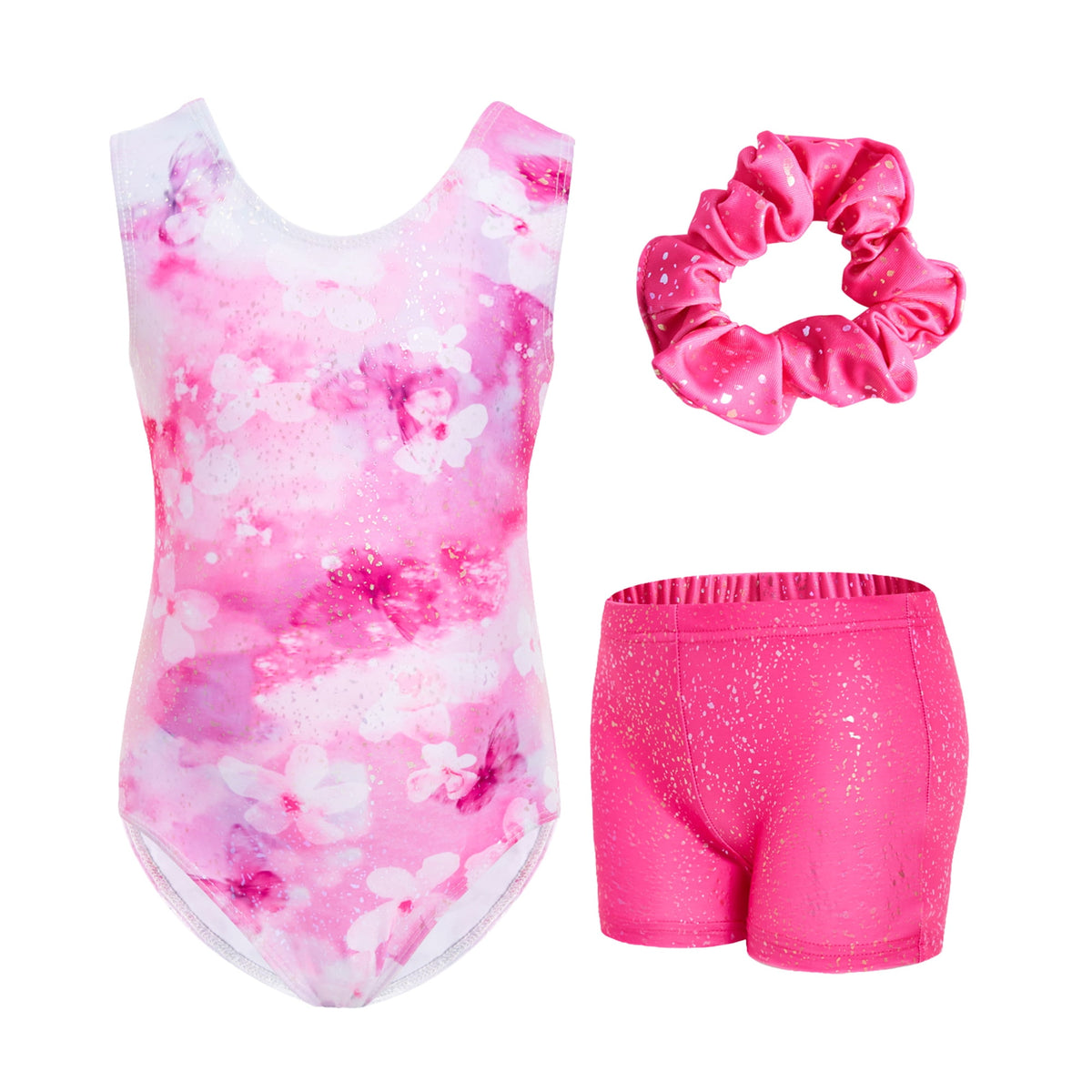Gymnastics Leotards for Girls, Sleeveless Sparkly Dance Biketards with Shorts Ballet Tumbling Outfit for 3-12 Years
