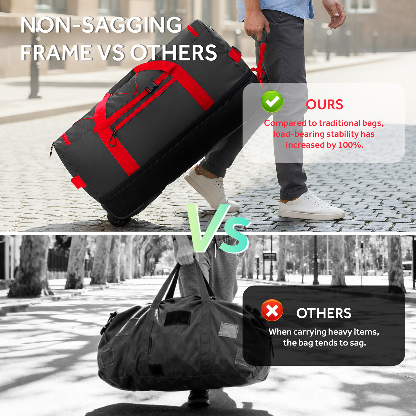 Fegat Foldable Rolling Duffel Bag,30'' Travel Duffel Bag Expandable 100L-120L Heavy Loads Design,Large Waterproof Wheeled Bag for Travel with Straps & Lock