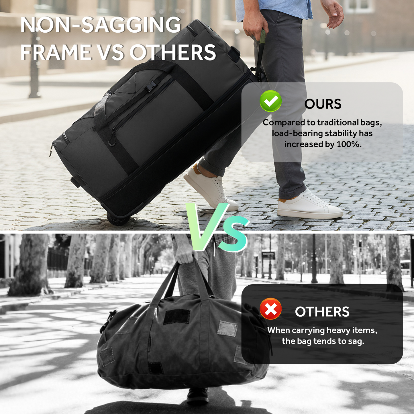 Fegat Foldable Rolling Duffel Bag,30'' Travel Duffel Bag Expandable 100L-120L Heavy Loads Design,Large Waterproof Wheeled Bag for Travel with Straps & Lock