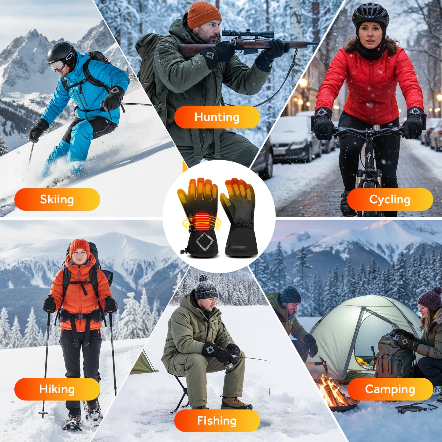 Lobmouse Heated Gloves for Men Women,7.4V Rechargeable Electric Fast Heating Warm Gloves,Waterproof Touchscreen Winter Hand Warmer for Work Skiing Motorcycle Cycling Skating