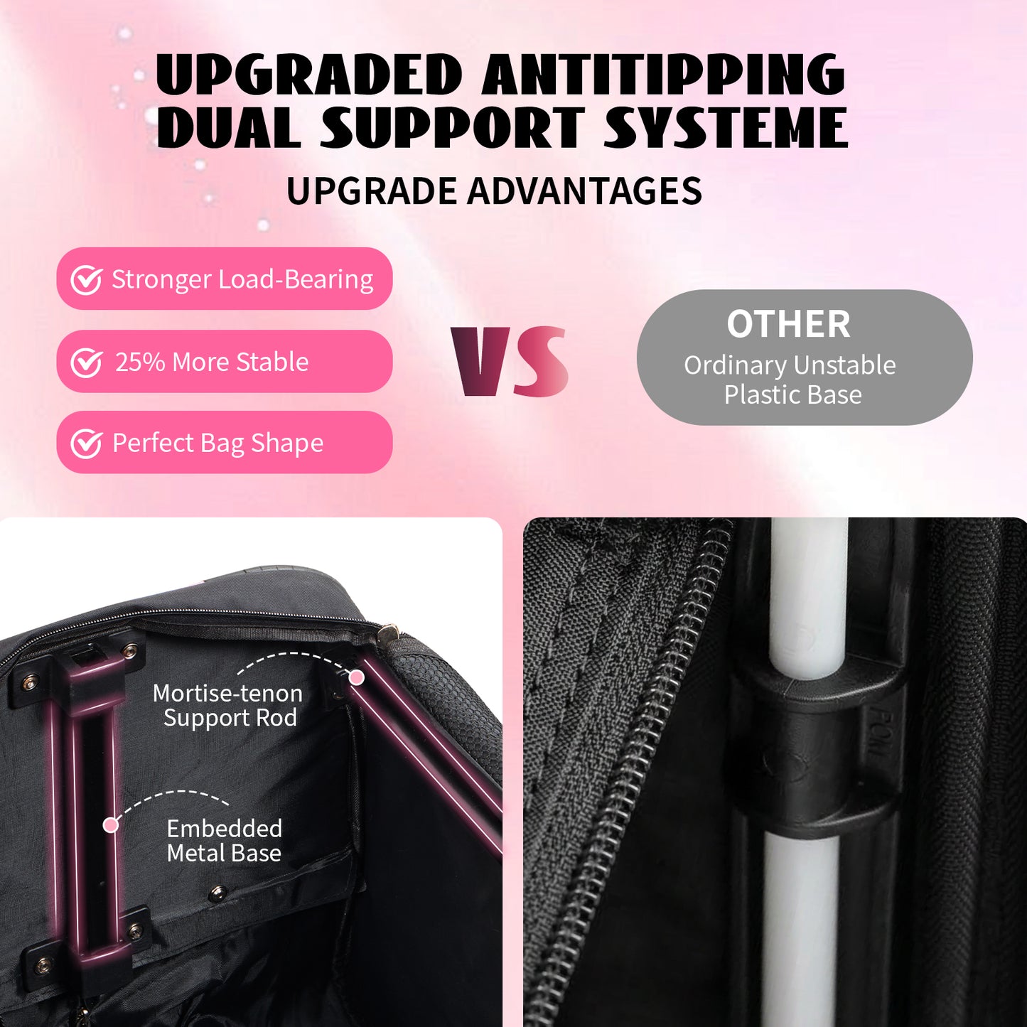 Fegat Dance Bag with Garment Rack,23" Newly Upgraded Rolling Dance Bag With 360° Detachable Wheels,Large Travel Dance Duffle Bag for Dancers Shows Livestreamer Athletes