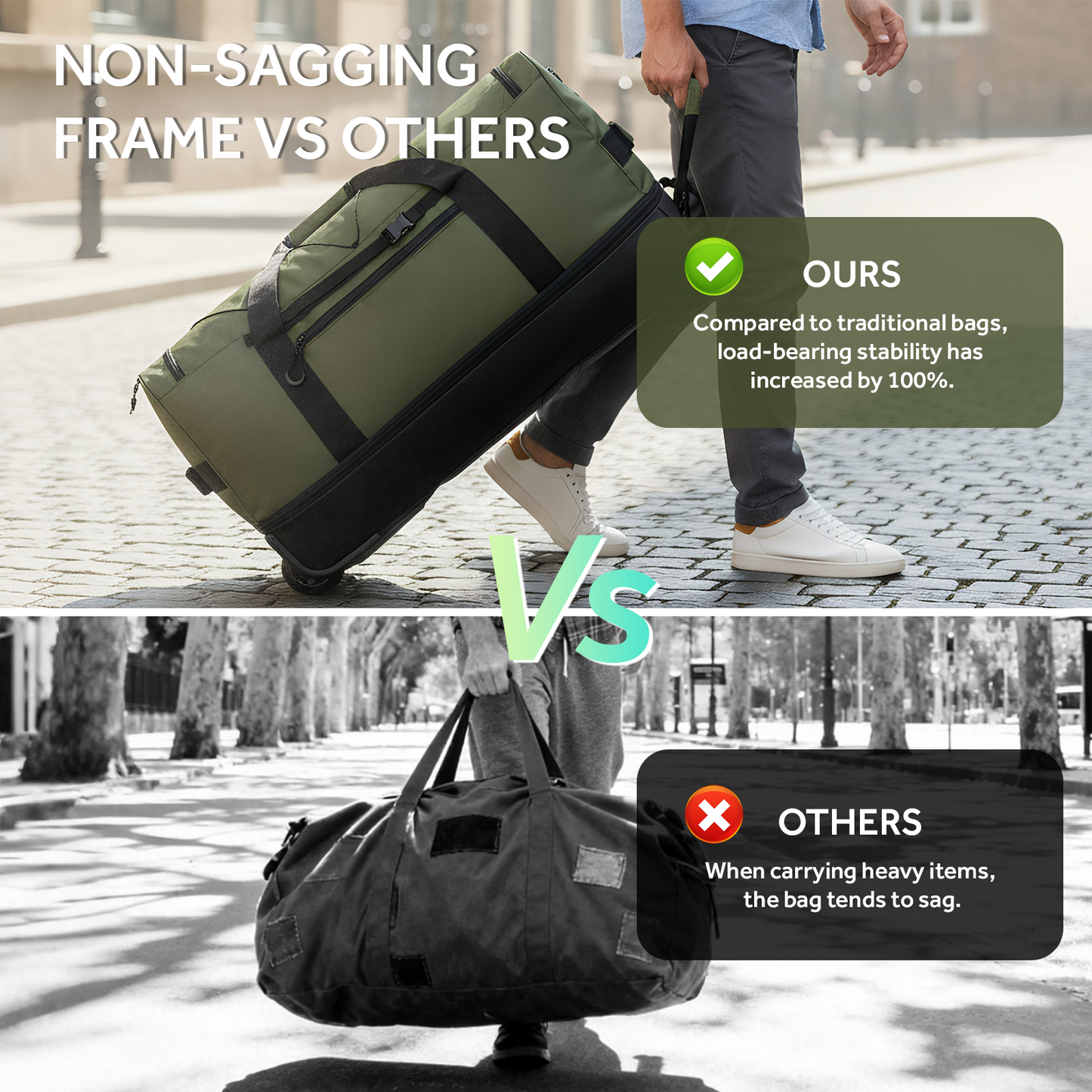 Fegat Foldable Rolling Duffel Bag,30'' Travel Duffel Bag Expandable 100L-120L Heavy Loads Design,Large Waterproof Wheeled Bag for Travel with Straps & Lock